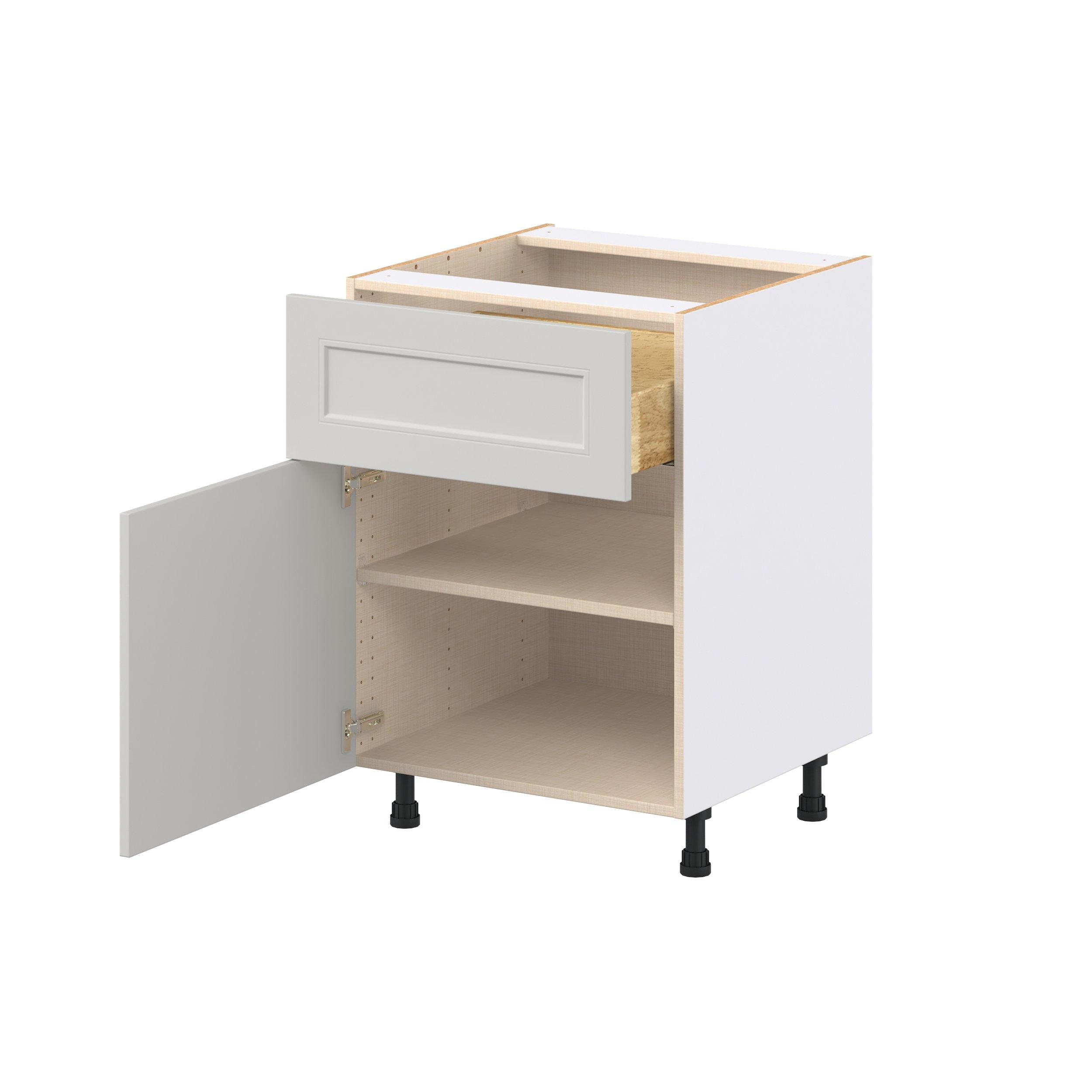 Lenox 24 in. Painted Light Gray Door and Drawer Base Cabinet
