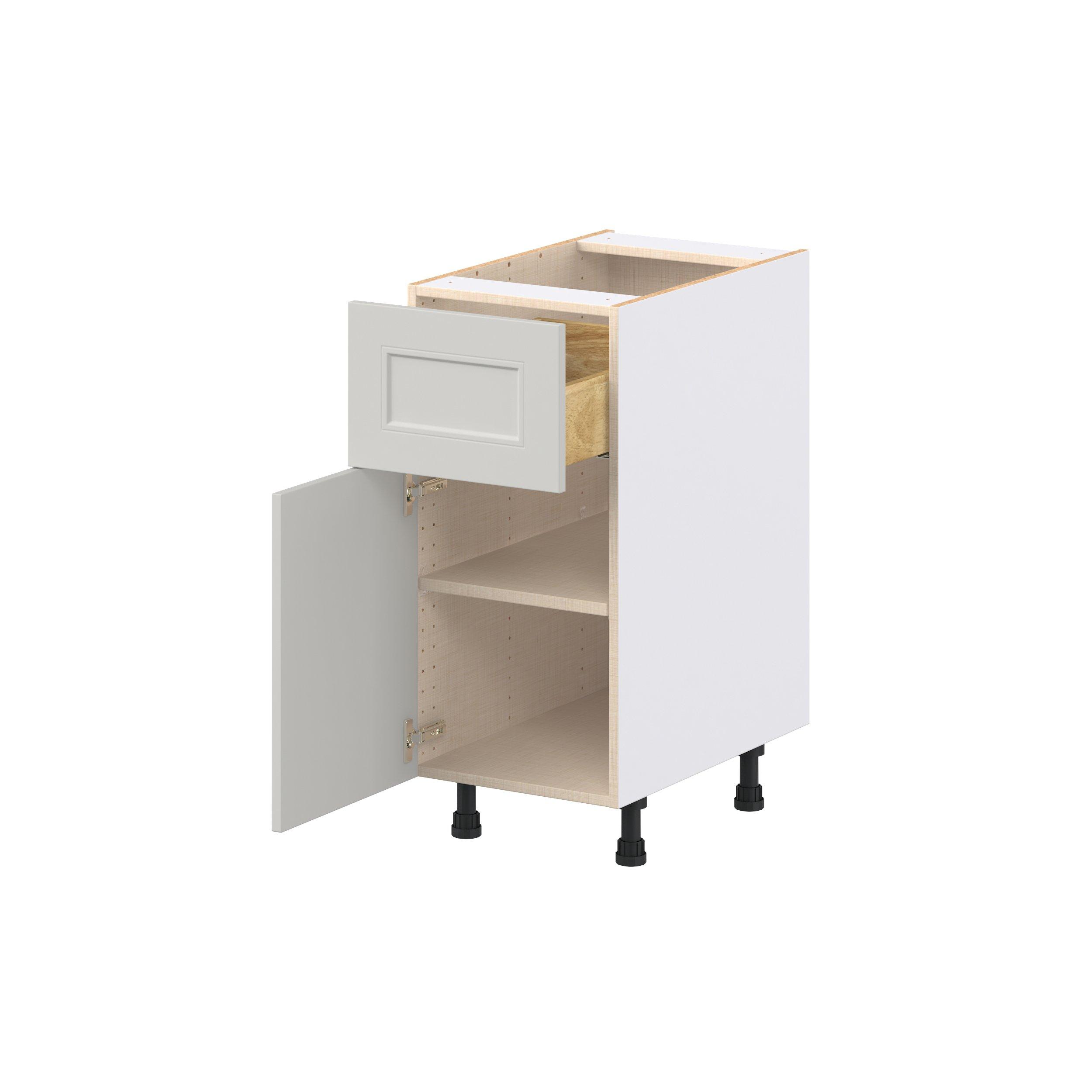 Lenox 15 in. Painted Light Gray Door and Drawer Base Cabinet