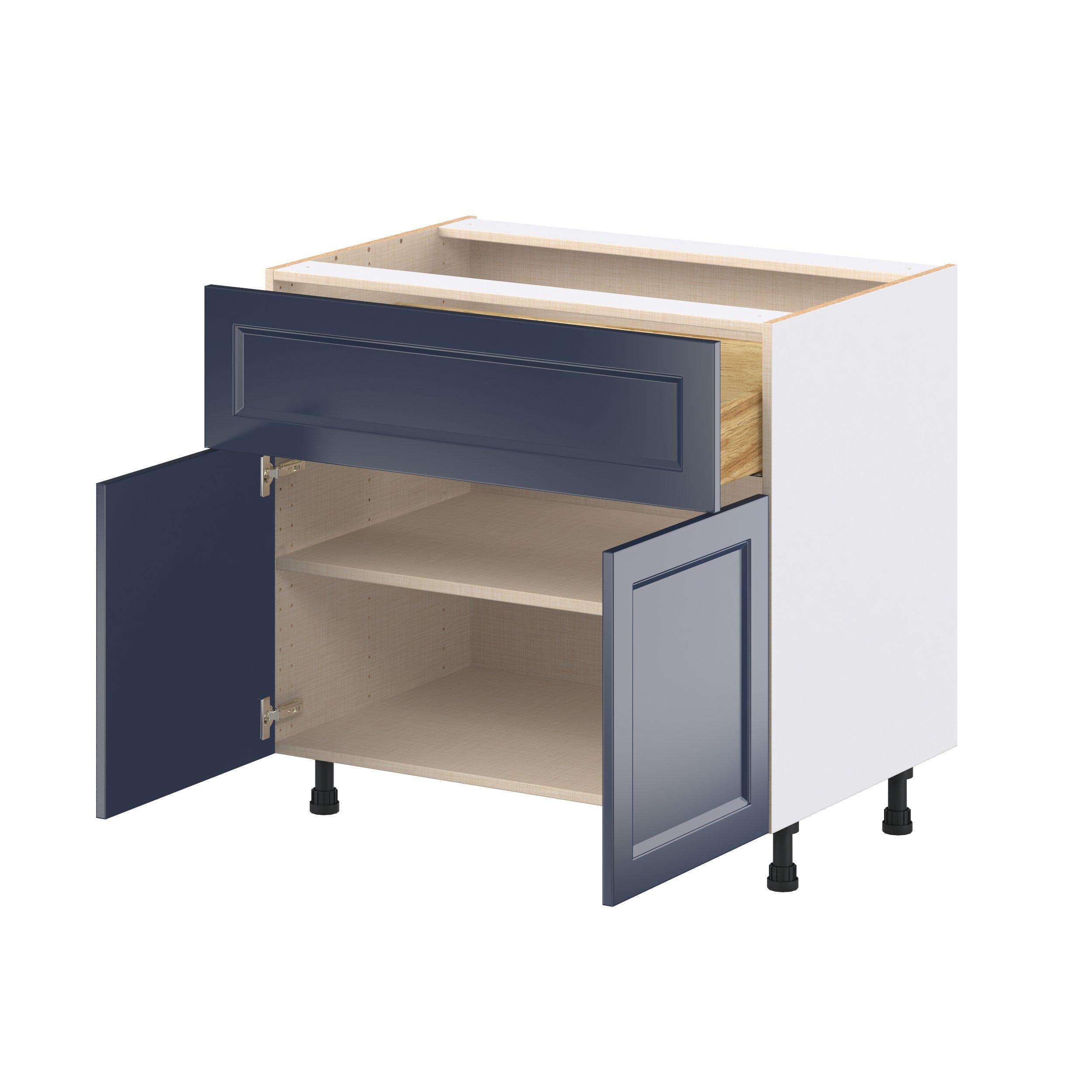 Peachtree 36 in. Painted Midnight Blue Door and Drawer Base Cabinet