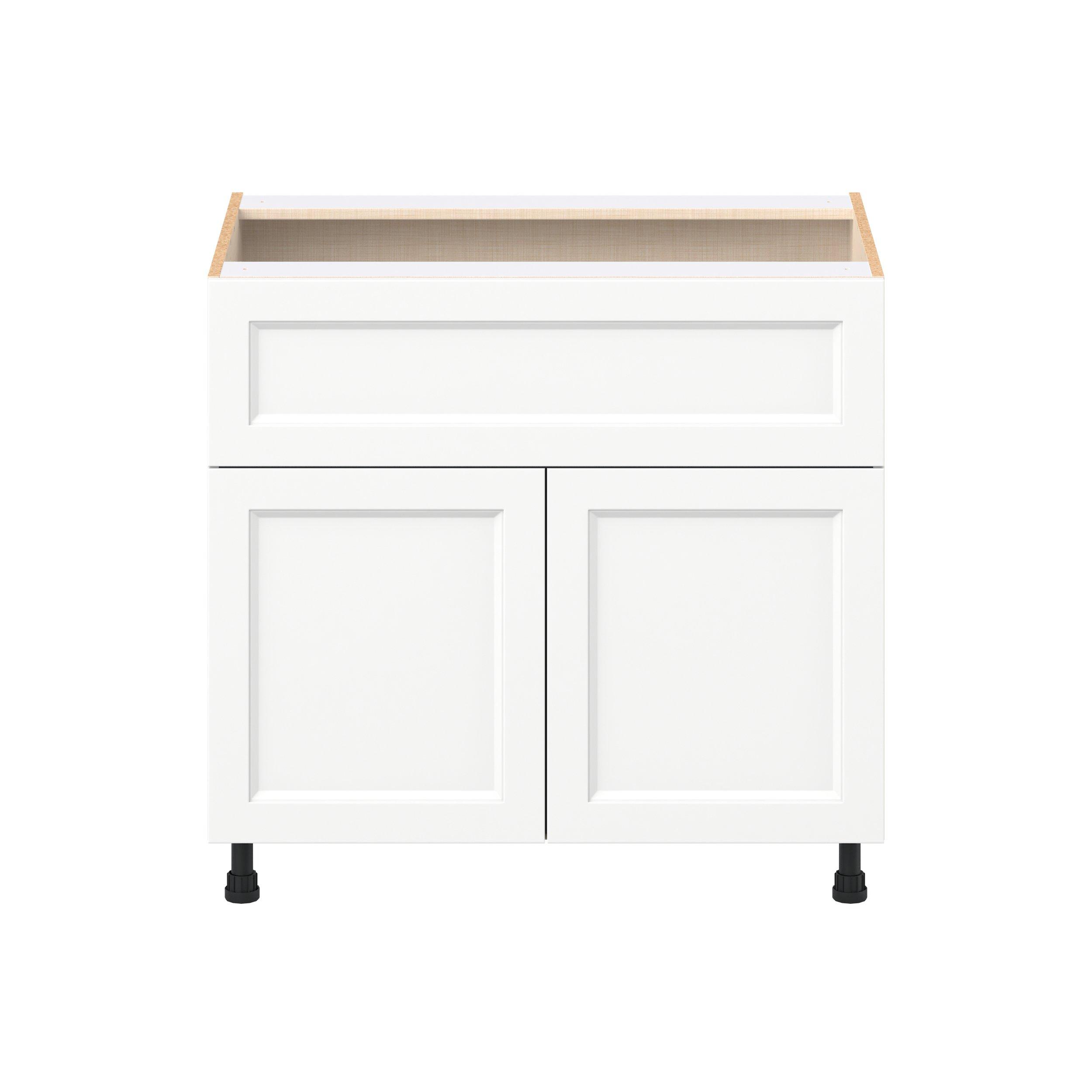 Peachtree 36 in. Painted Bright White Door and Drawer Base Cabinet