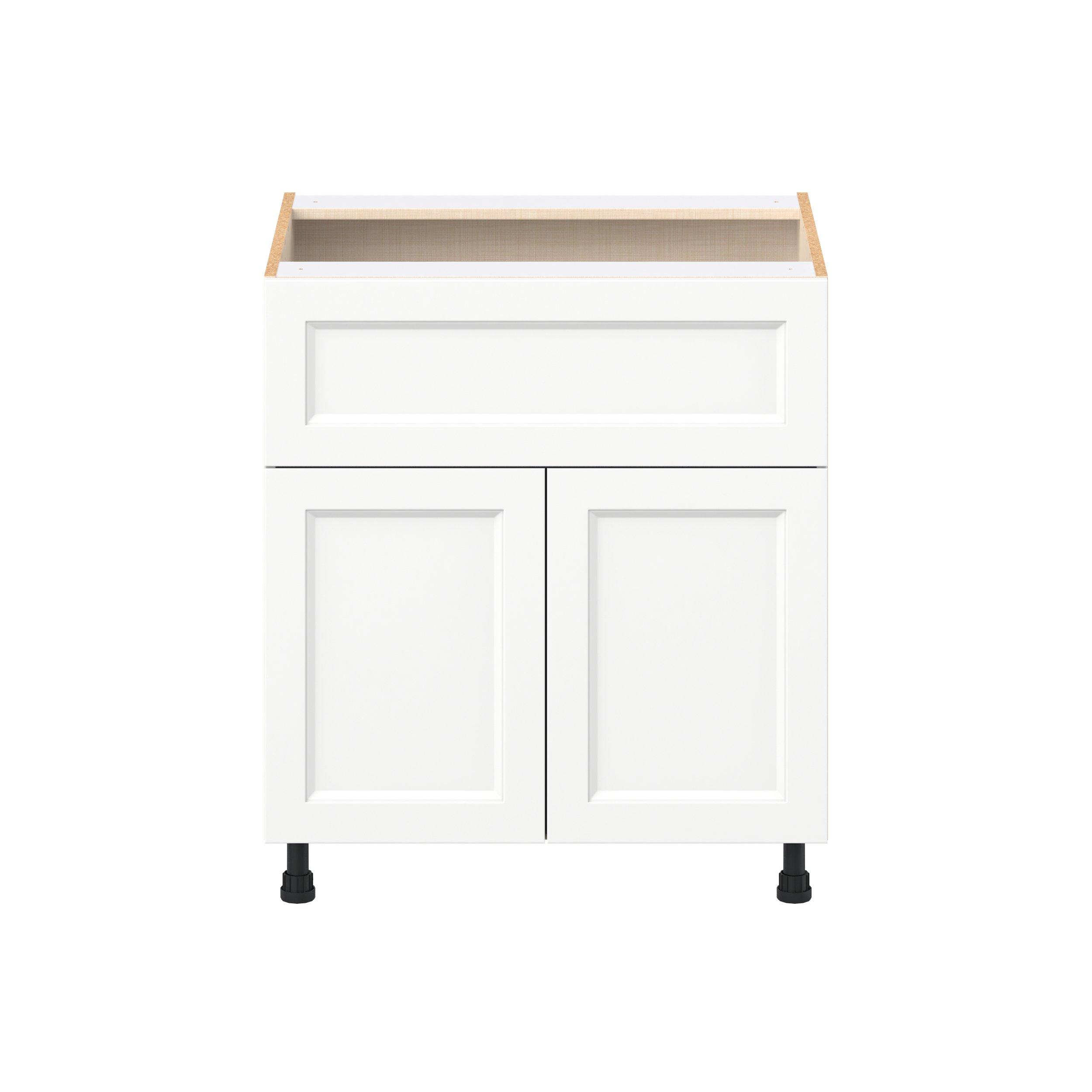 Peachtree 30 in. Painted Bright White Door and Drawer Base Cabinet