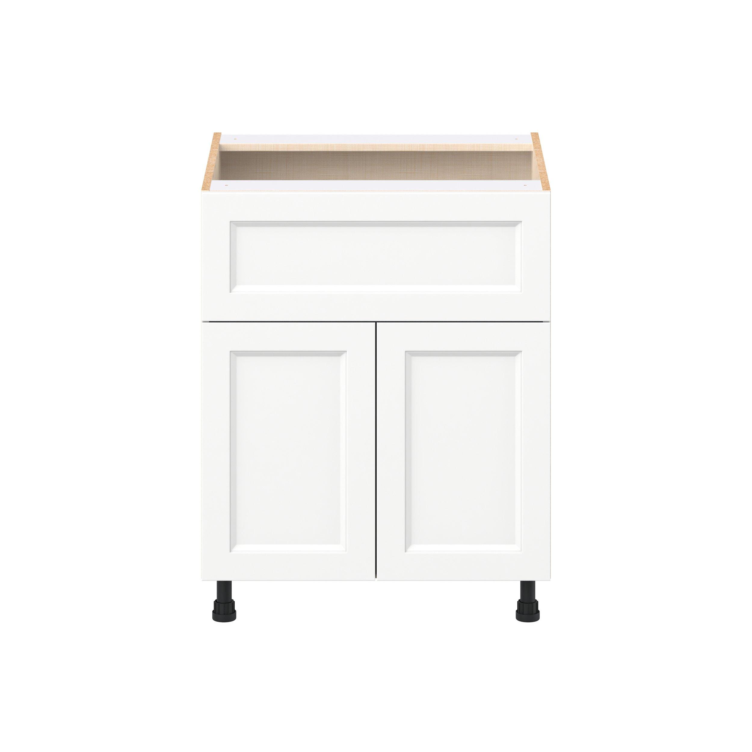 Peachtree 27 in. Painted Bright White Door and Drawer Base Cabinet
