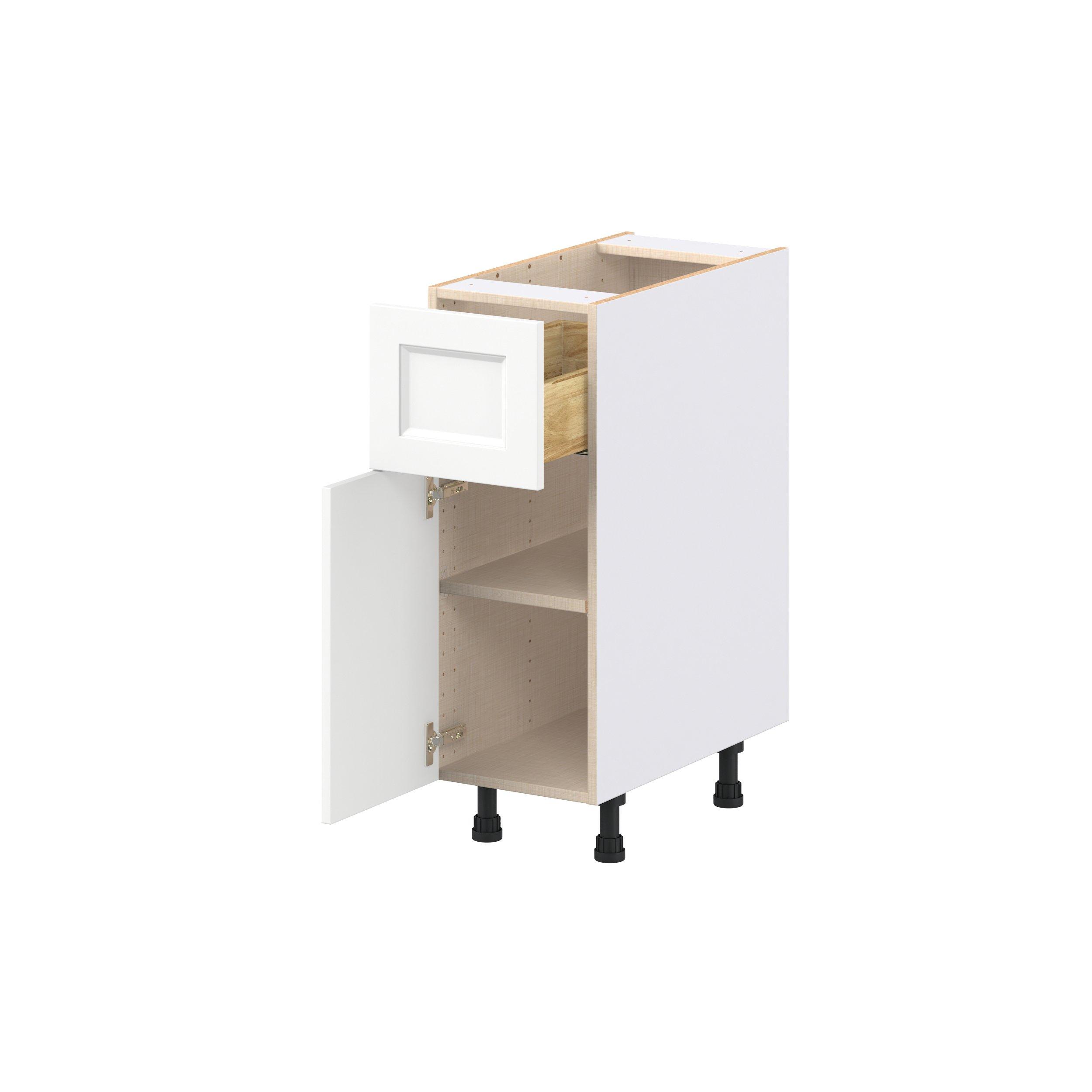 Peachtree 12 in. Painted Bright White Door and Drawer Base Cabinet