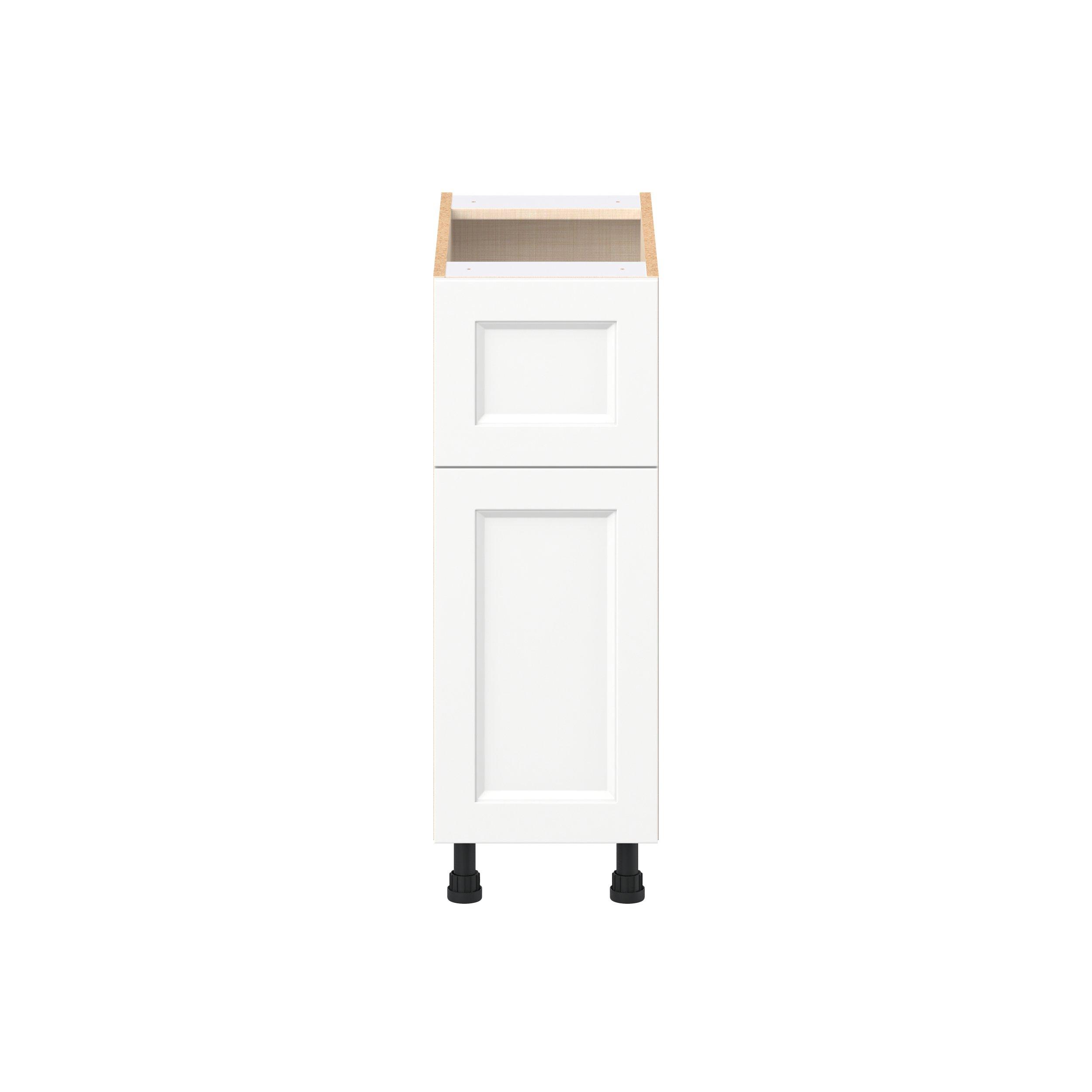 Peachtree 12 in. Painted Bright White Door and Drawer Base Cabinet