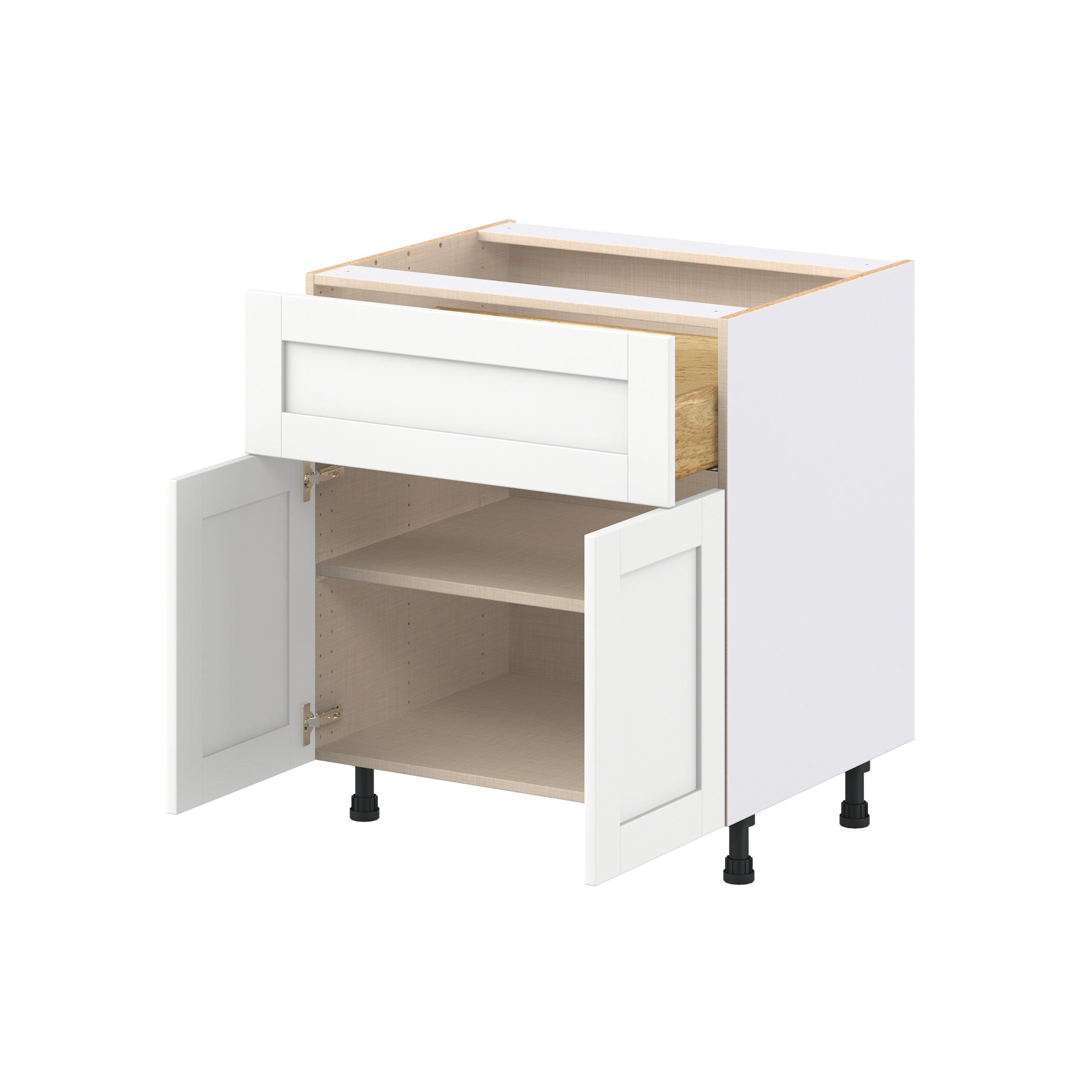 Summerhill 30 in. Bright White Door and Drawer Base Cabinet