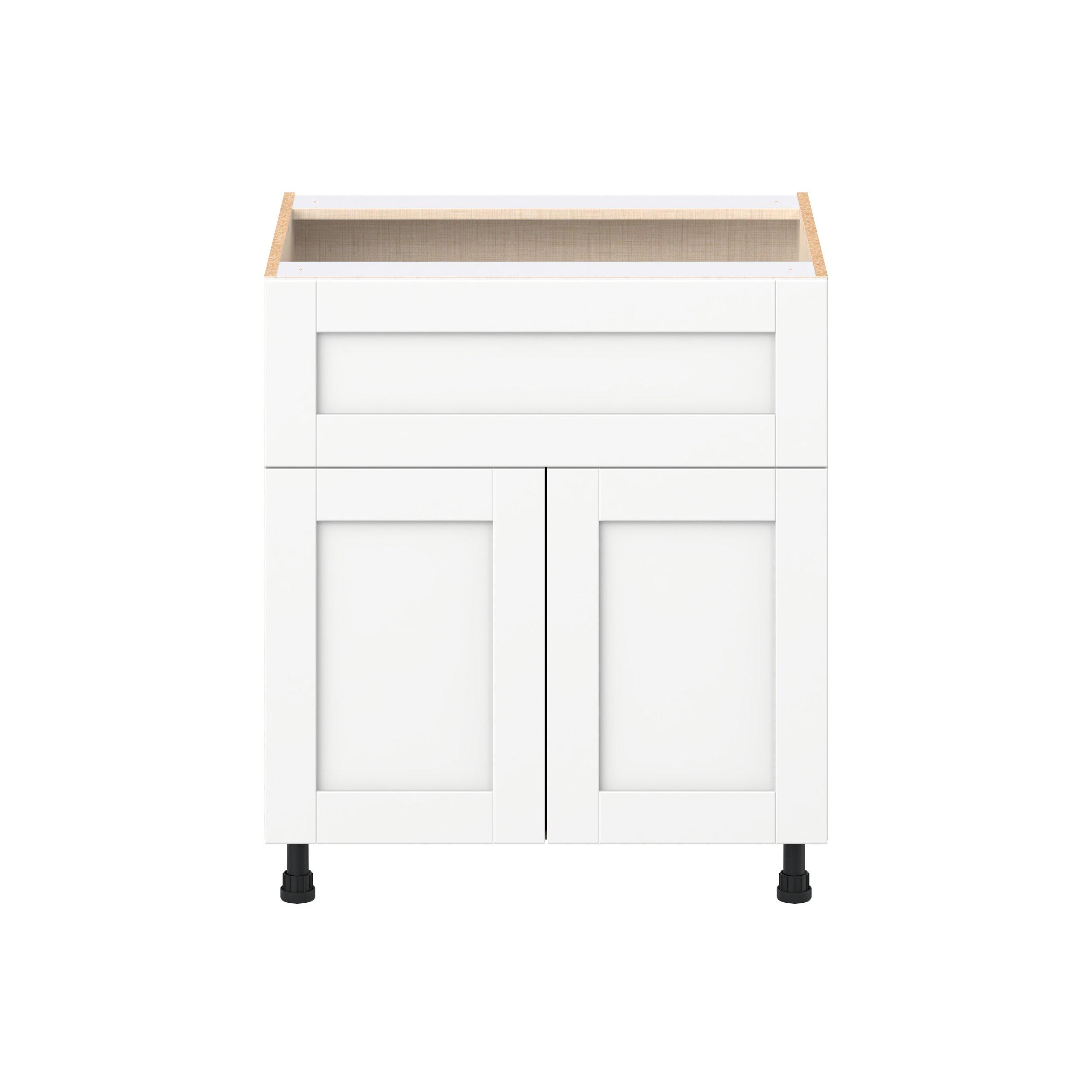 Summerhill 30 in. Bright White Door and Drawer Base Cabinet