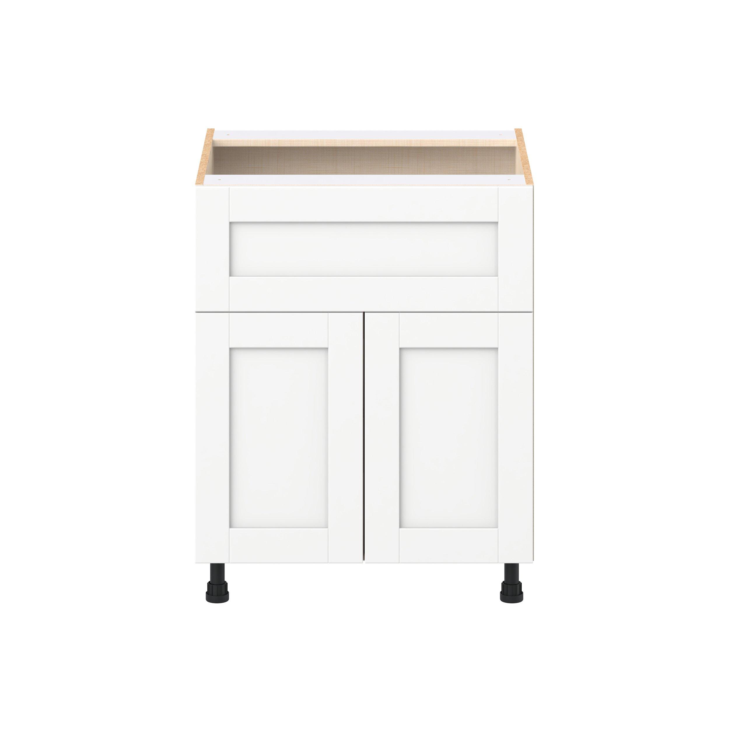 Summerhill 27 in. Bright White Door and Drawer Base Cabinet