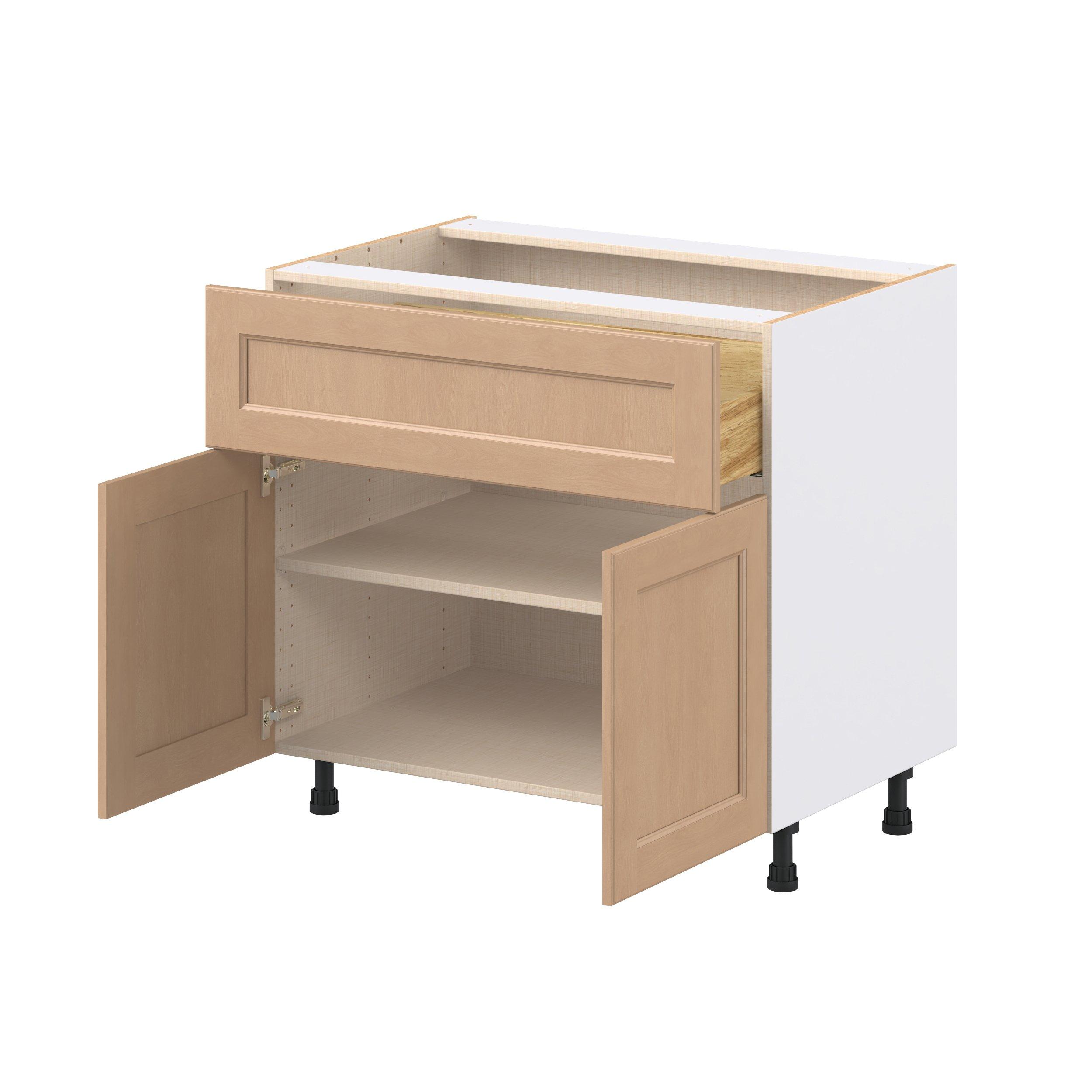 Sugarhill 36 in. Stained Sugar Cookie Door and Drawer Base Cabinet