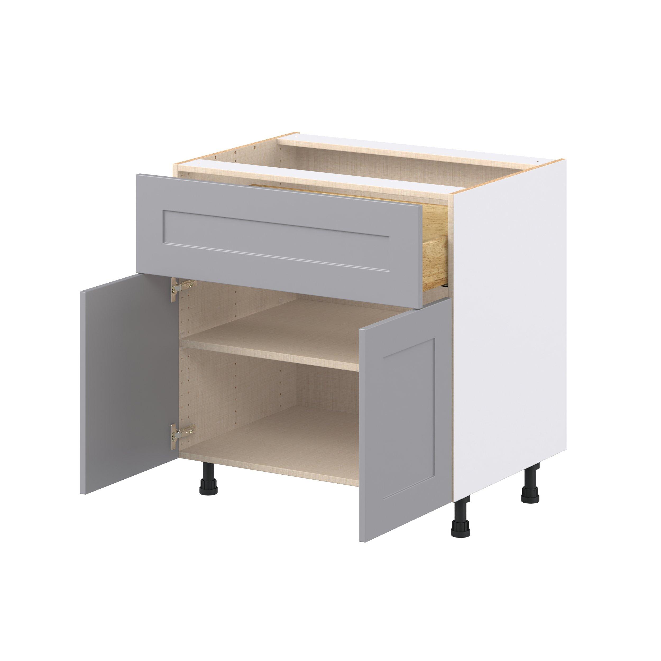 Candler 33 in. Painted Slate Gray Door and Drawer Base Cabinet