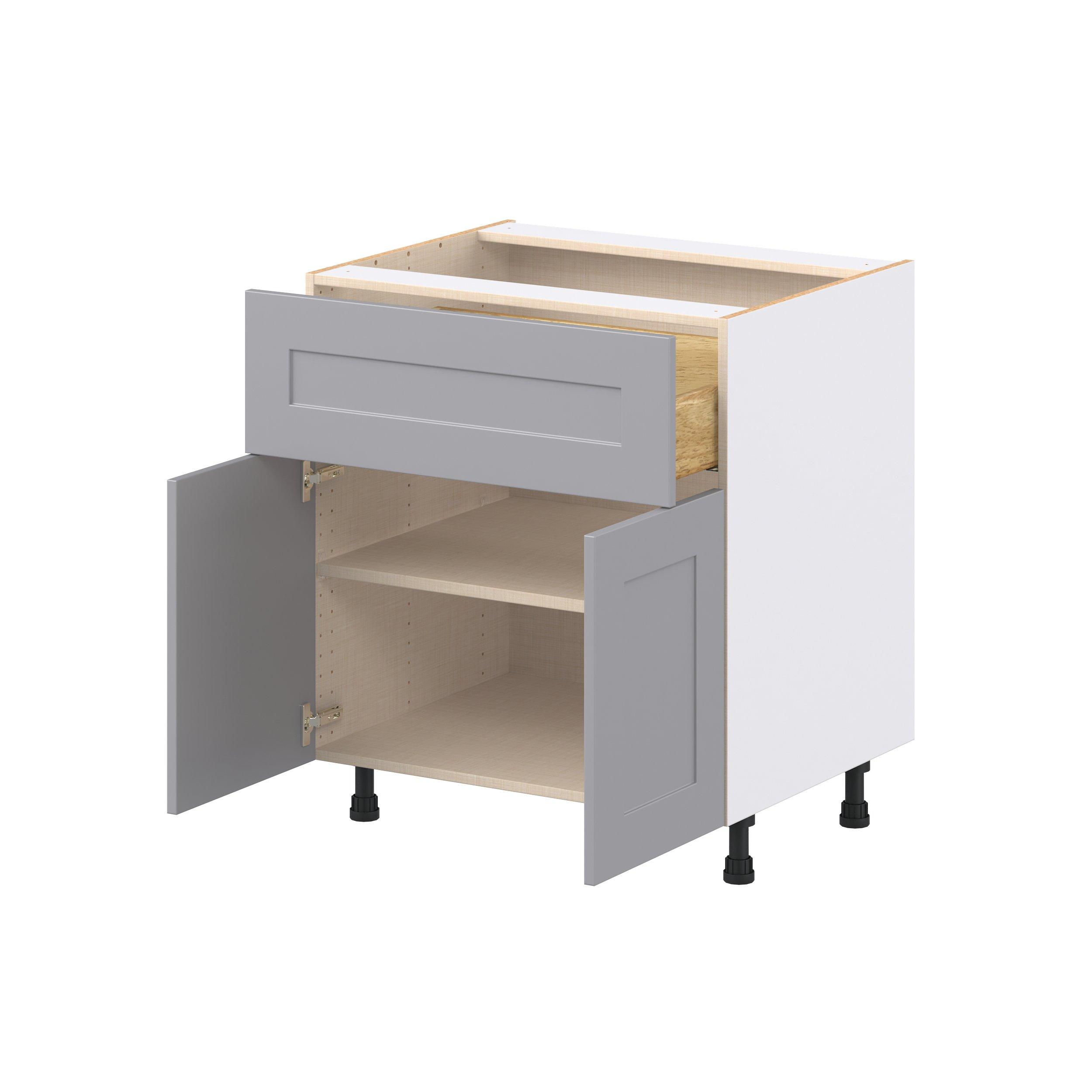 Candler 30 in. Painted Slate Gray Door and Drawer Base Cabinet