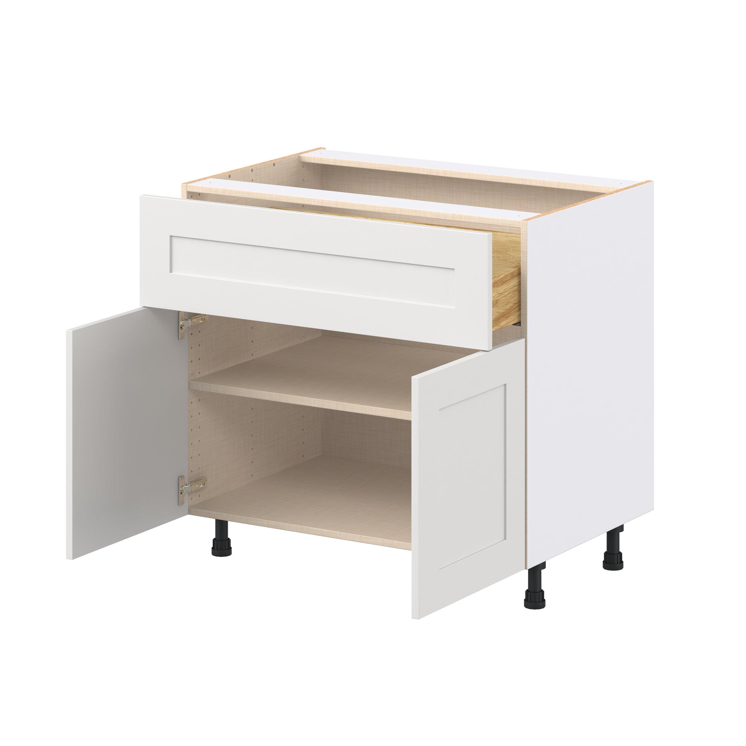 Candler 36 in. Painted Warm White Door and Drawer Base Cabinet