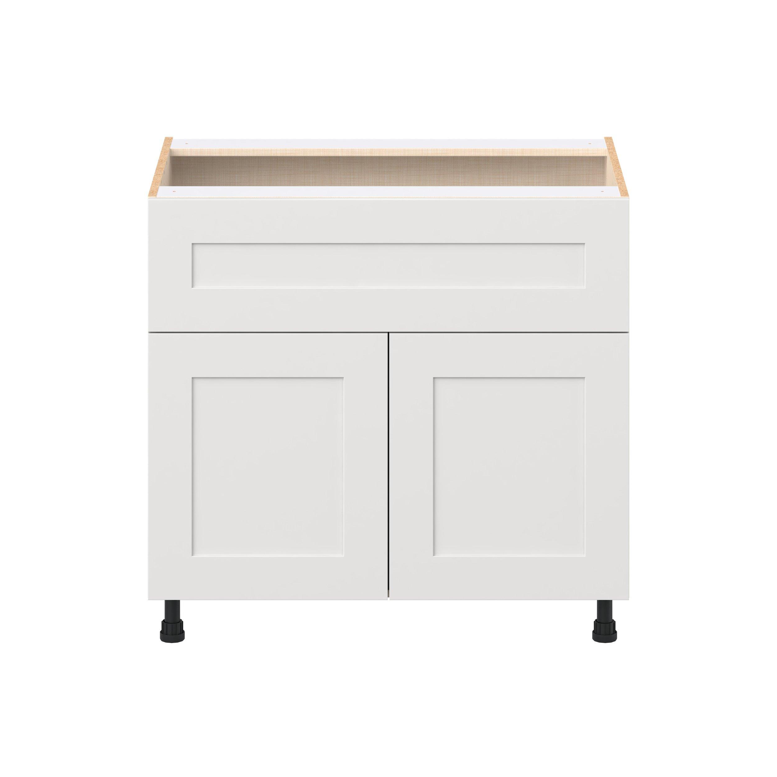 Candler 36 in. Painted Warm White Door and Drawer Base Cabinet