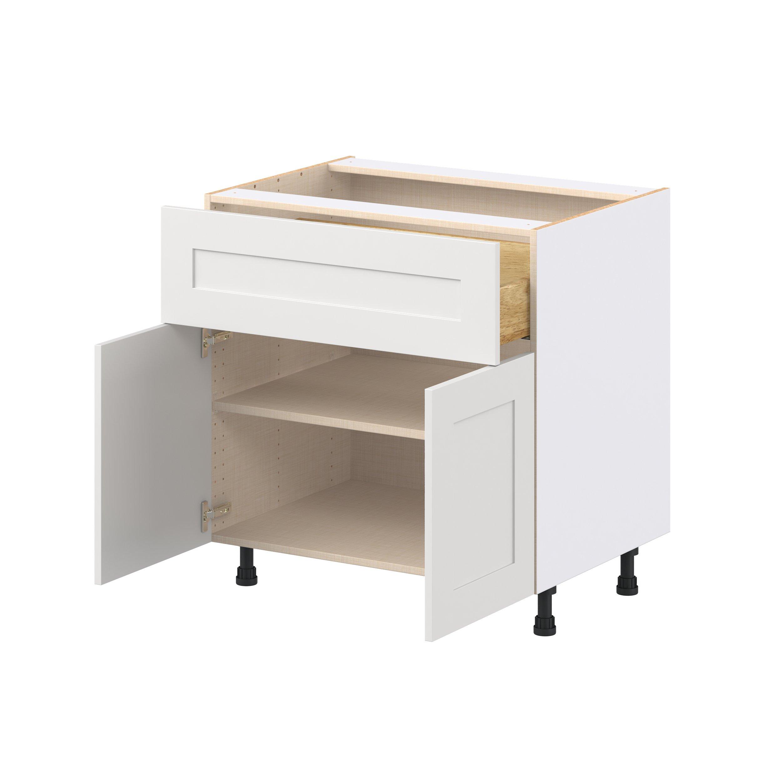 Candler 33 in. Painted Warm White Door and Drawer Base Cabinet