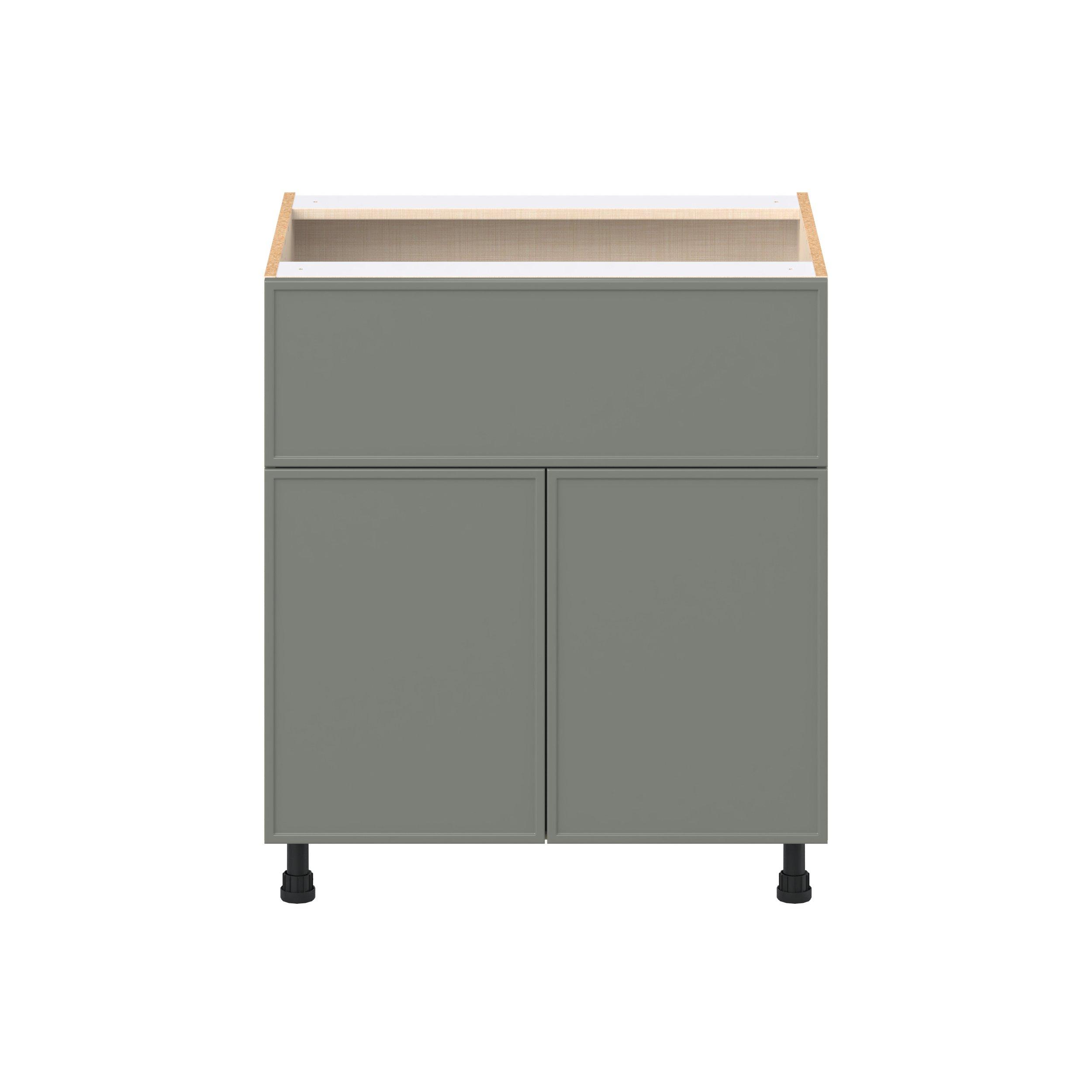 Linden 30 in. Painted Moss Green Door and Drawer Base Cabinet