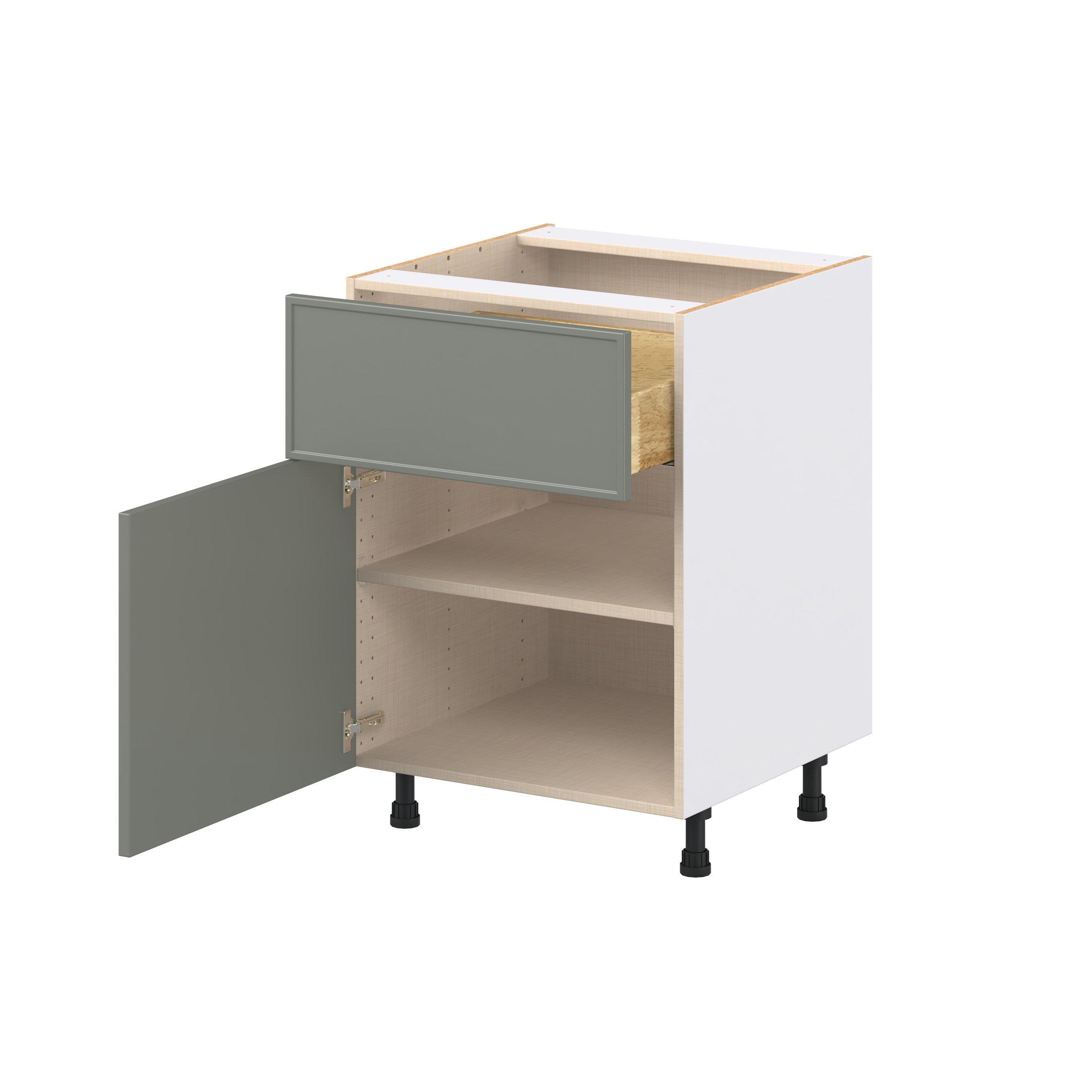 Linden 24 in. Painted Moss Green Door and Drawer Base Cabinet