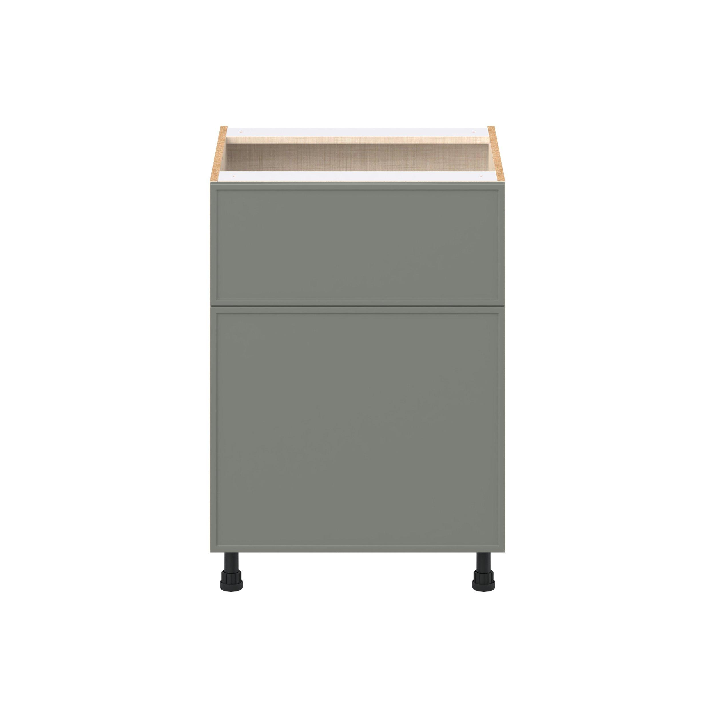 Linden 24 in. Painted Moss Green Door and Drawer Base Cabinet