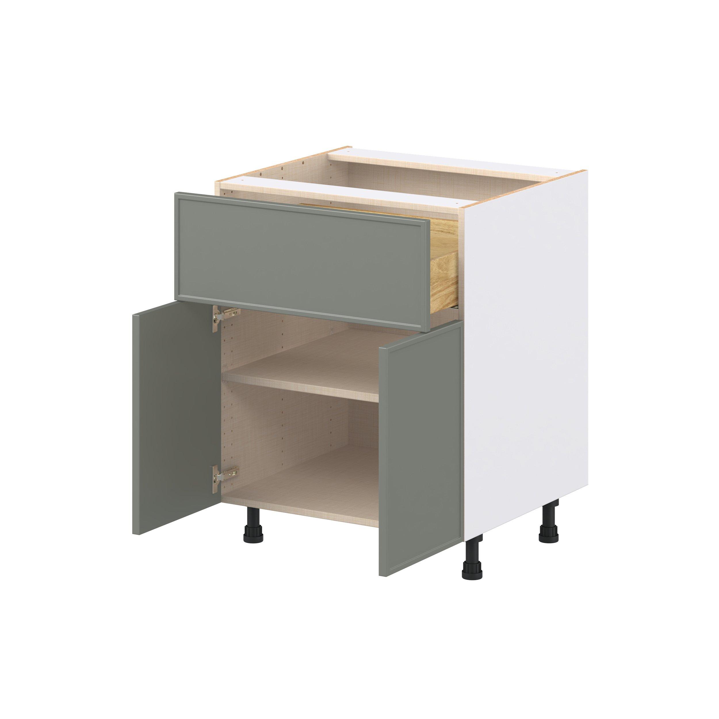 Linden 27 in. Painted Moss Green Door and Drawer Base Cabinet