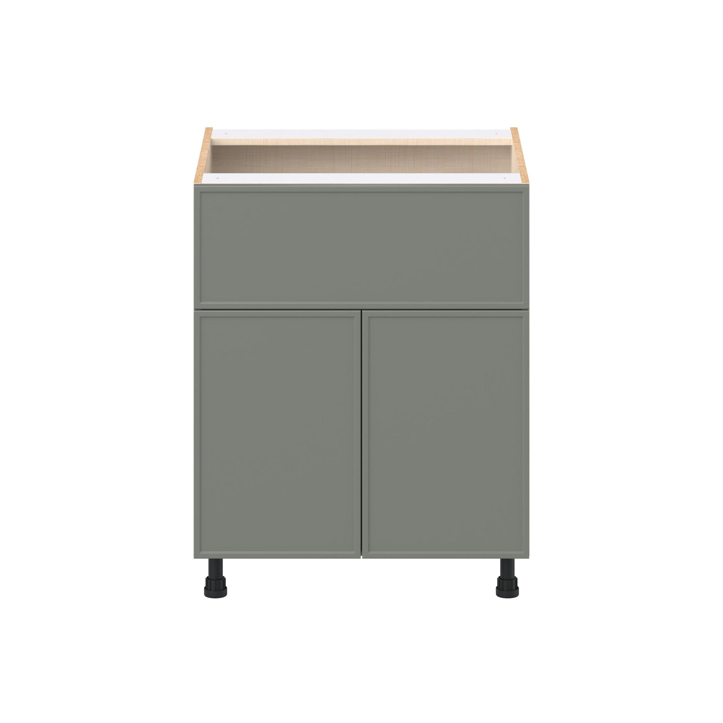 Linden 27 in. Painted Moss Green Door and Drawer Base Cabinet