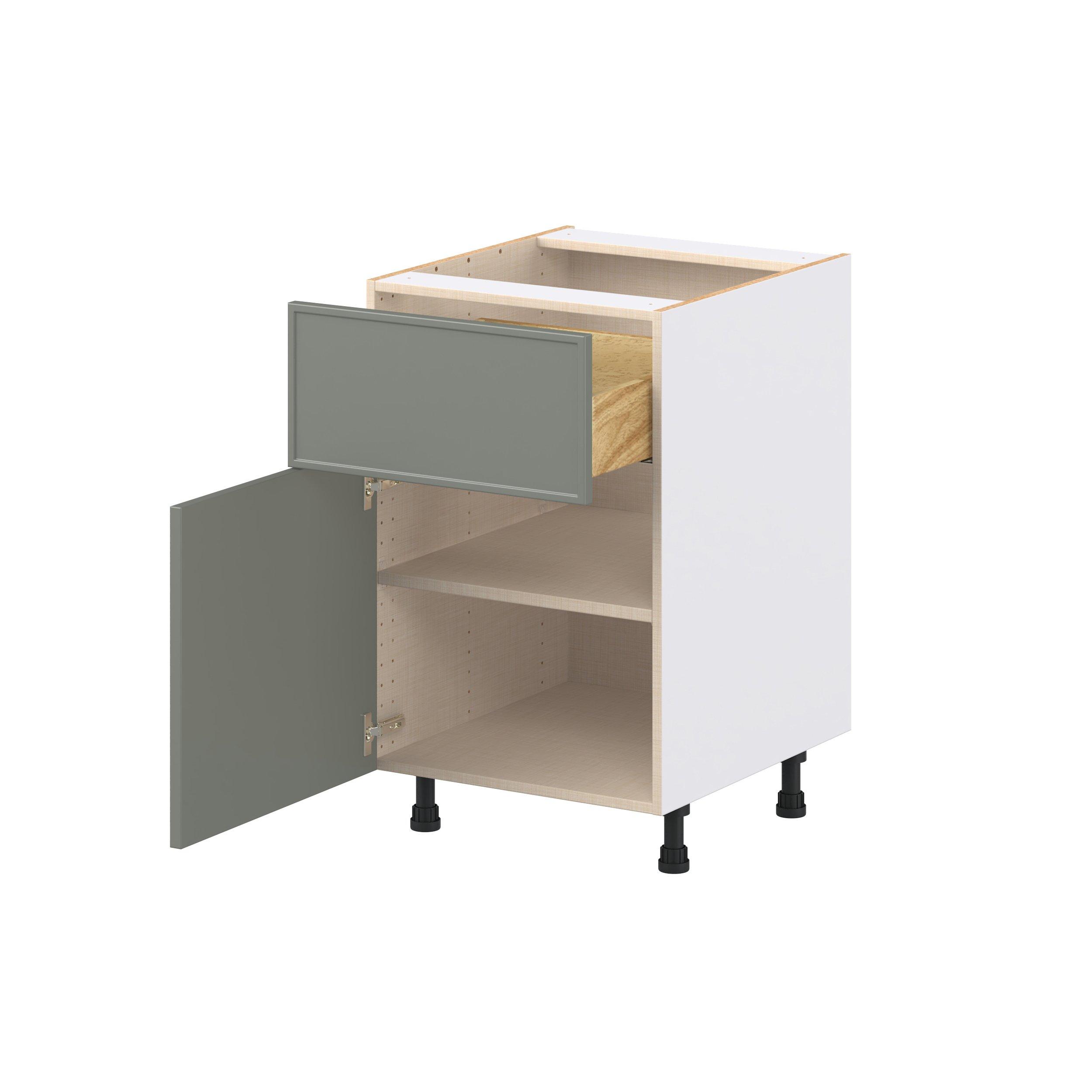 Linden 21 in. Painted Moss Green Door and Drawer Base Cabinet