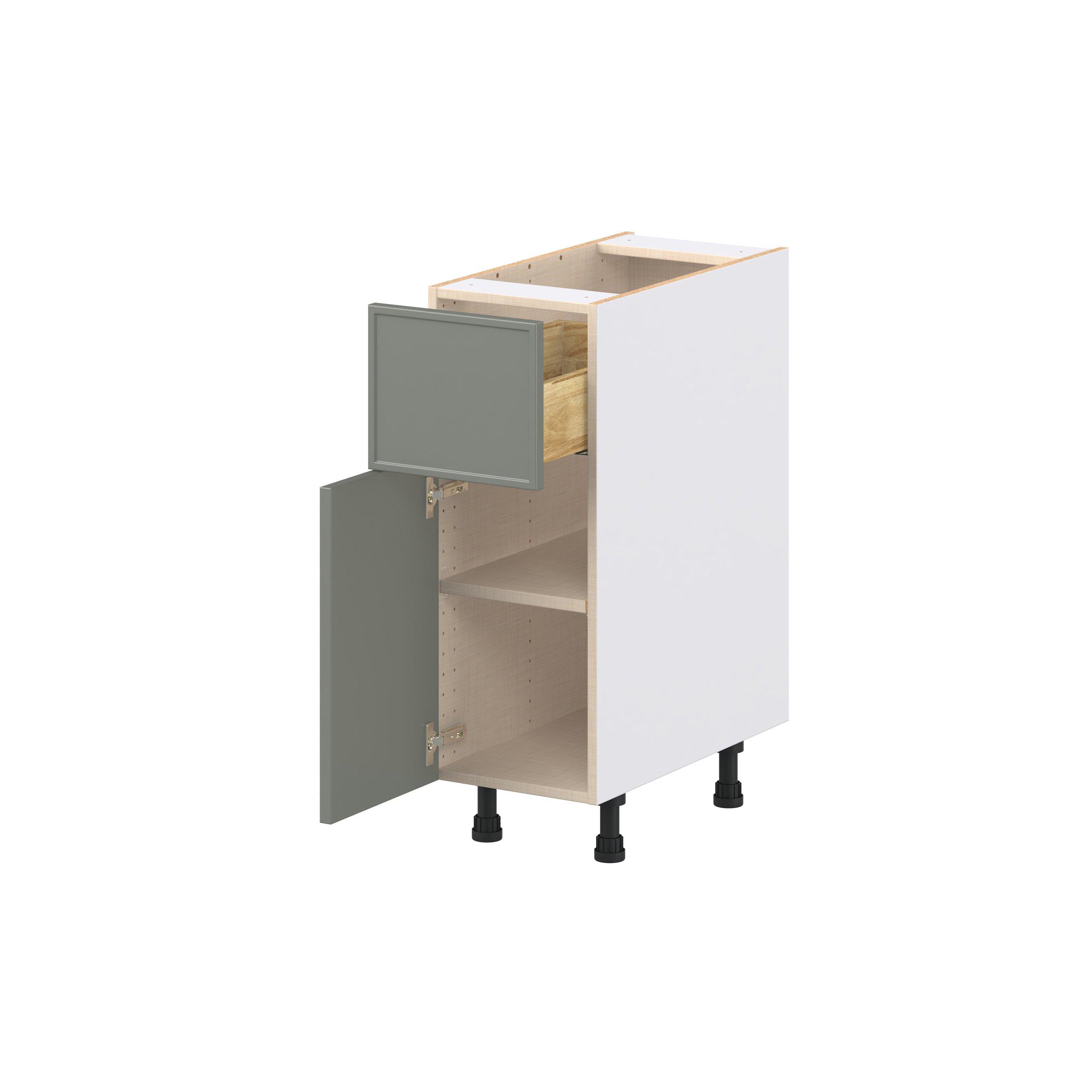 Linden 12 in. Painted Moss Green Door and Drawer Base Cabinet
