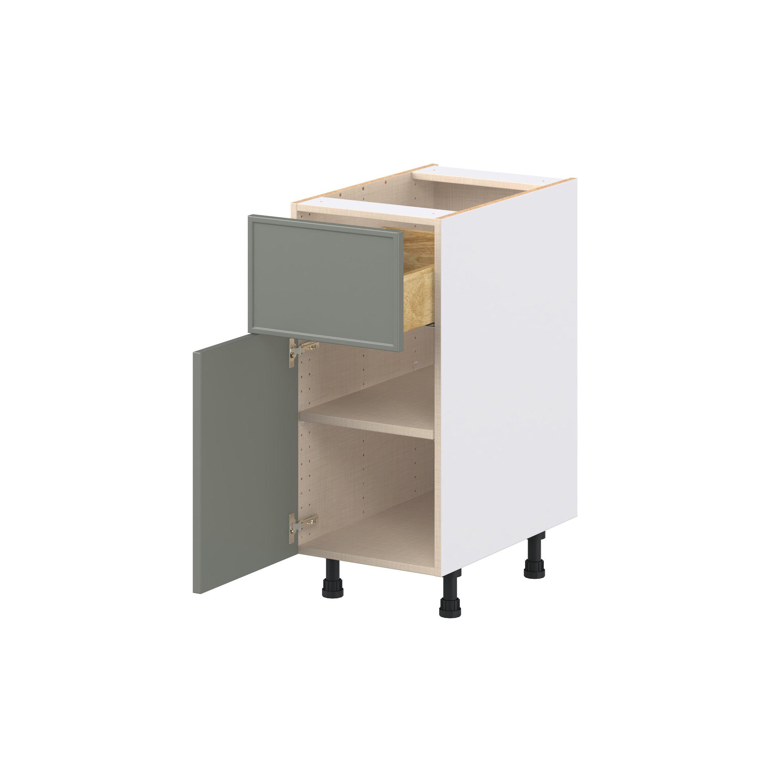 Linden 15 in. Painted Moss Green Door and Drawer Base Cabinet