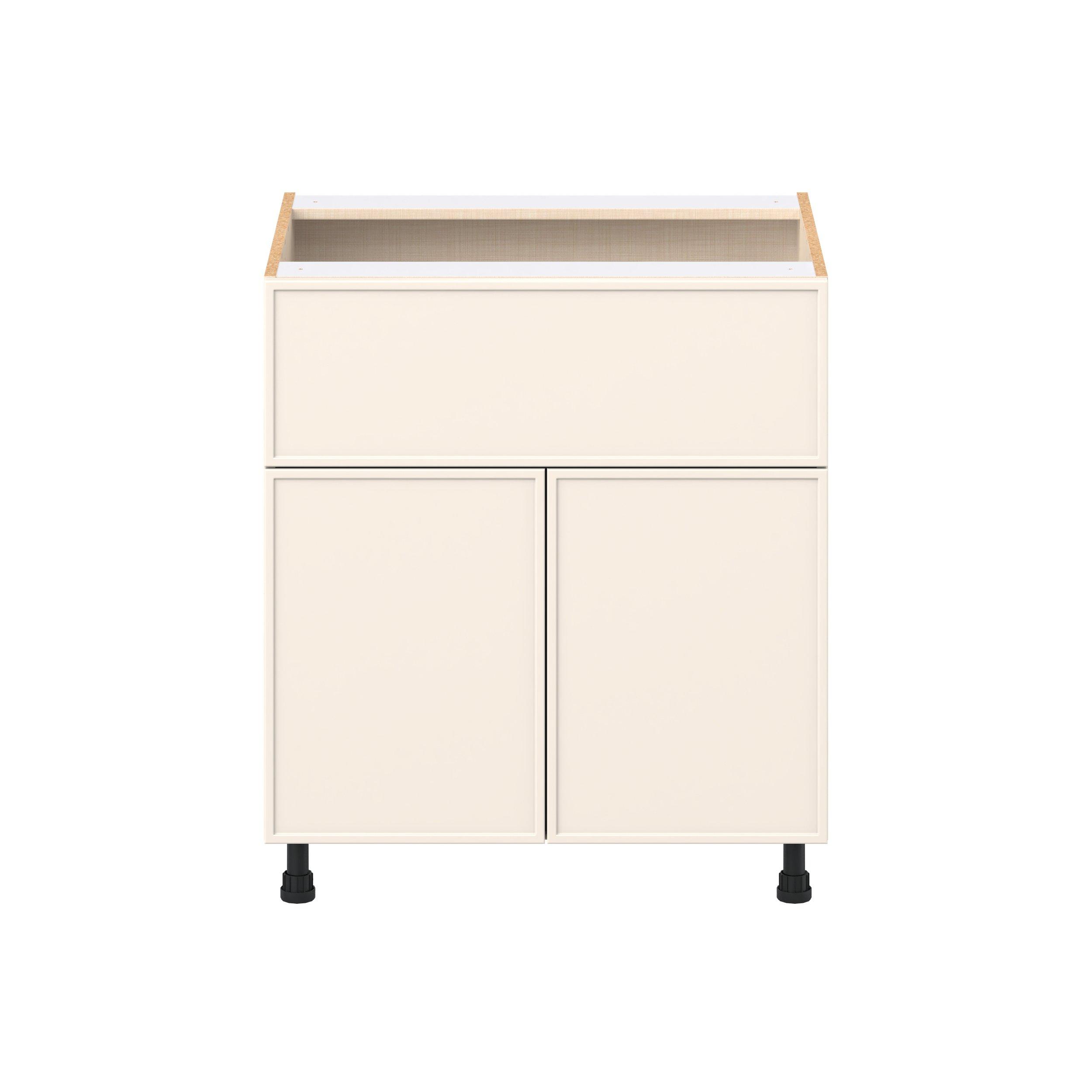 Linden 30 in. Painted Washed Linen Door and Drawer Base Cabinet