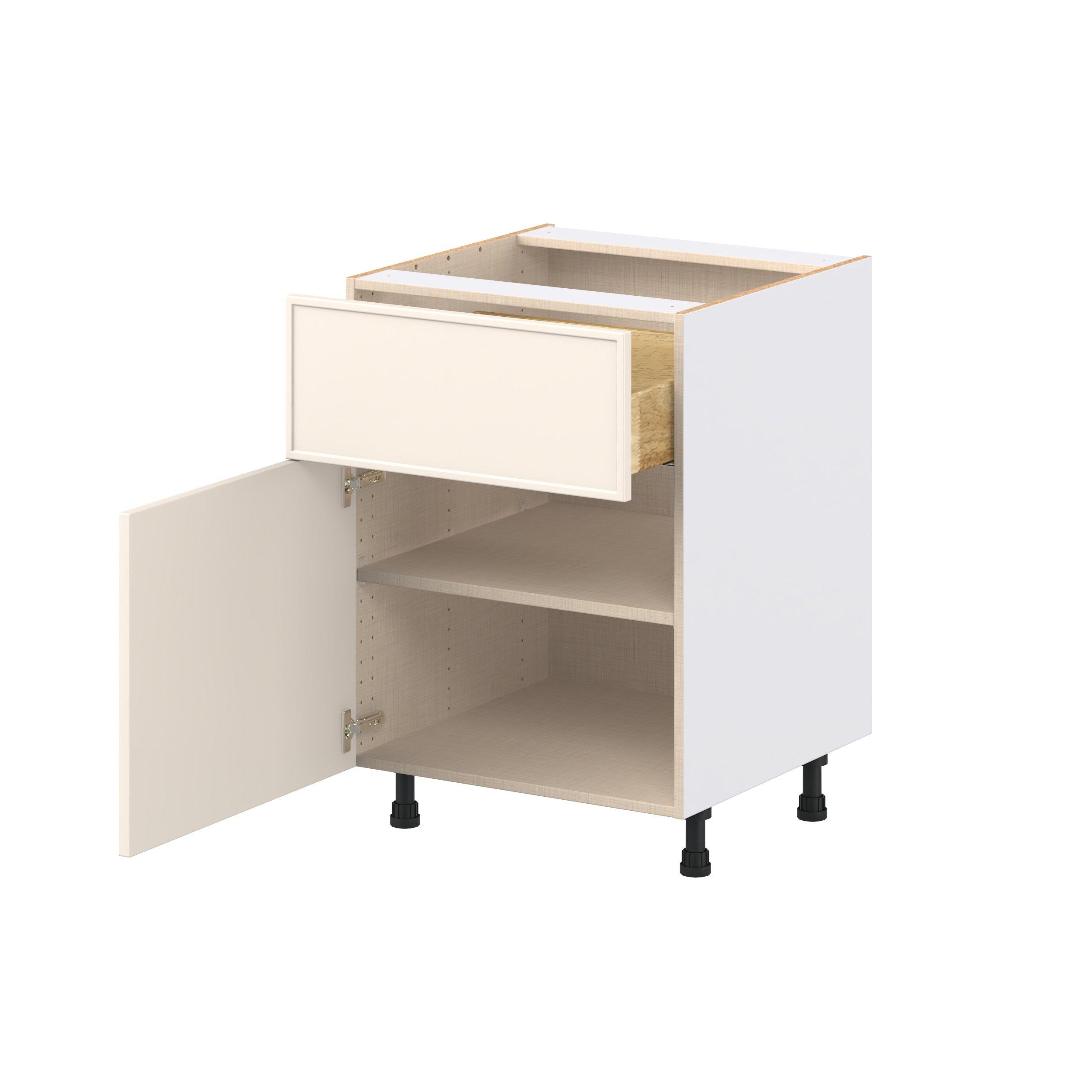 Linden 24 in. Painted Washed Linen Door and Drawer Base Cabinet