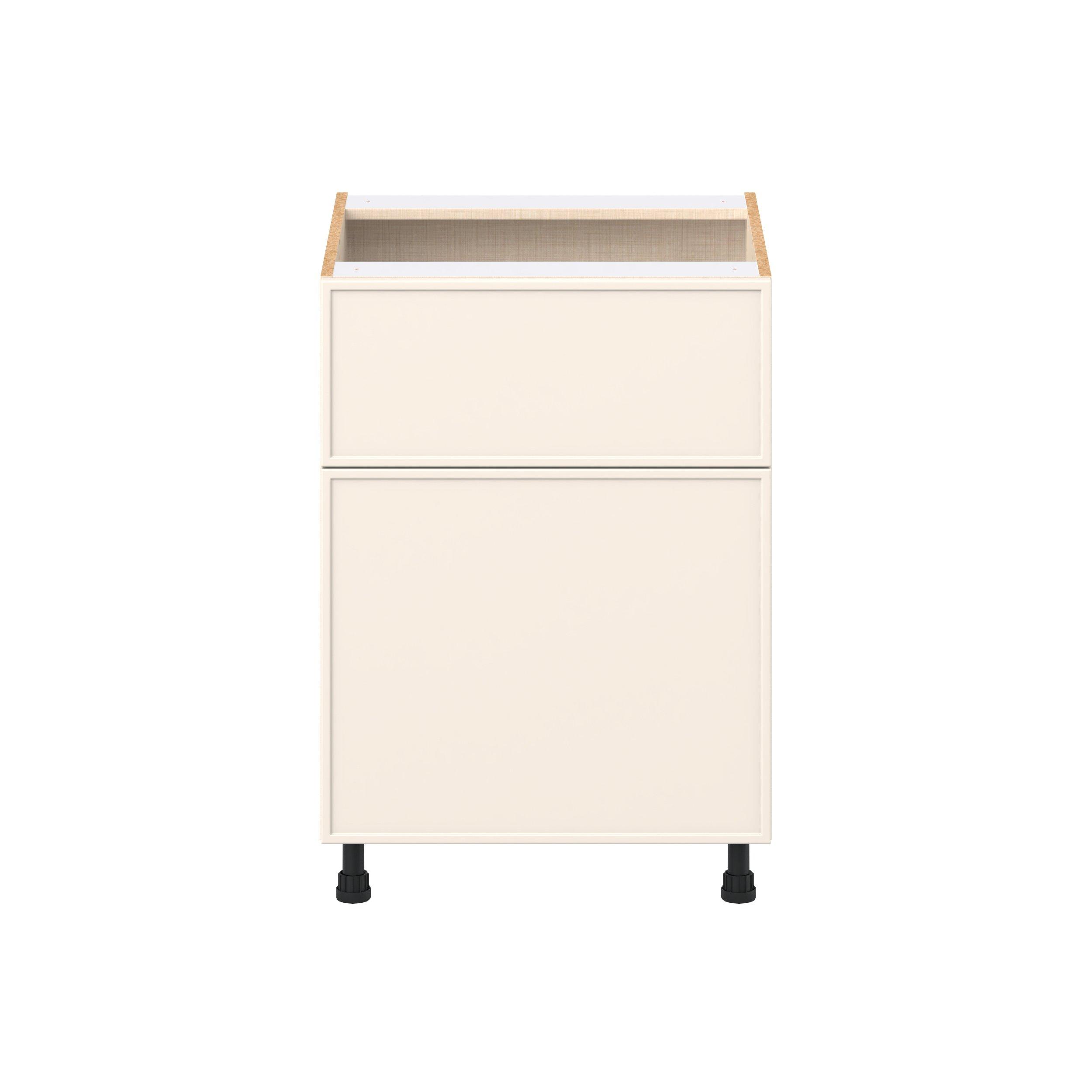 Linden 24 in. Painted Washed Linen Door and Drawer Base Cabinet