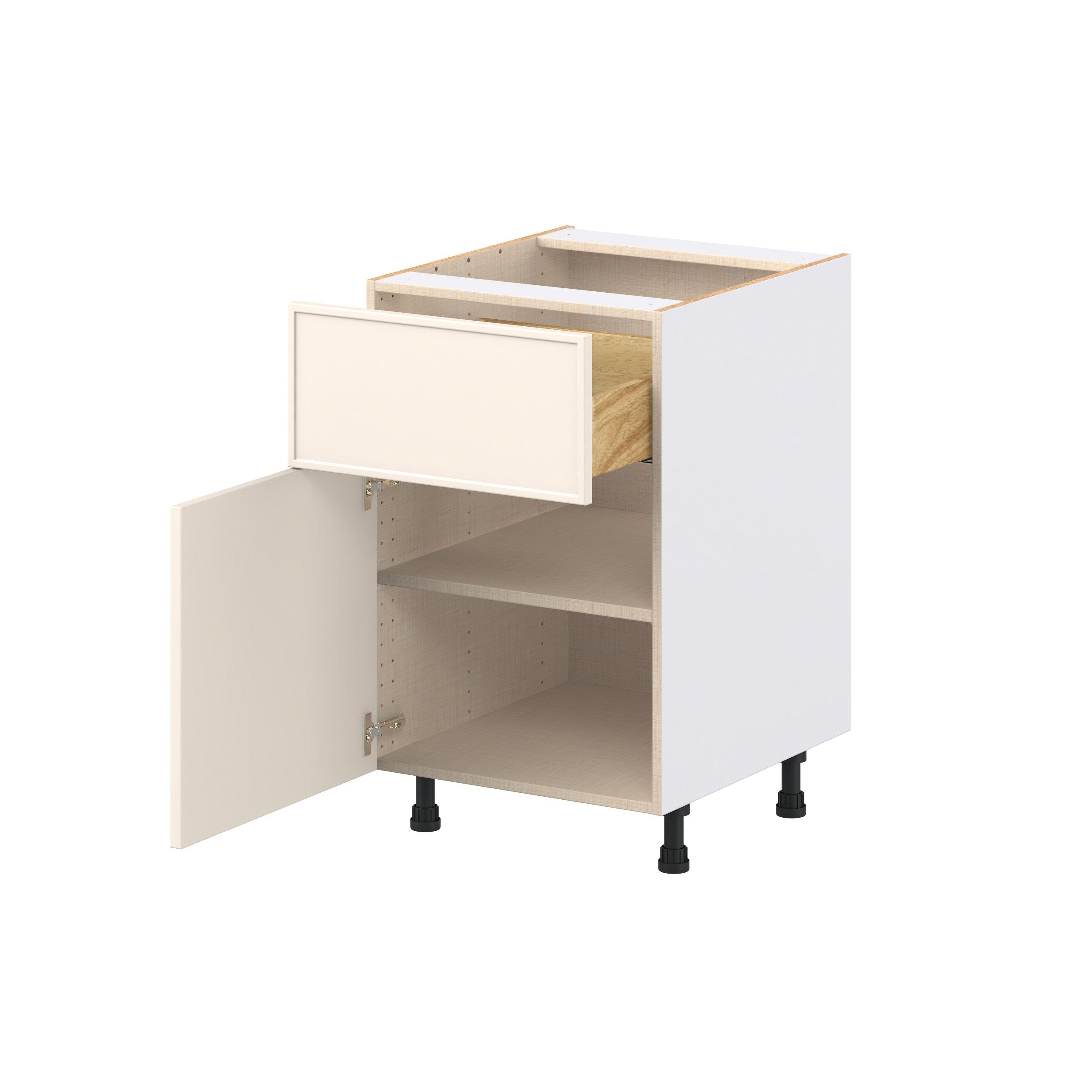 Linden 21 in. Painted Washed Linen Door and Drawer Base Cabinet