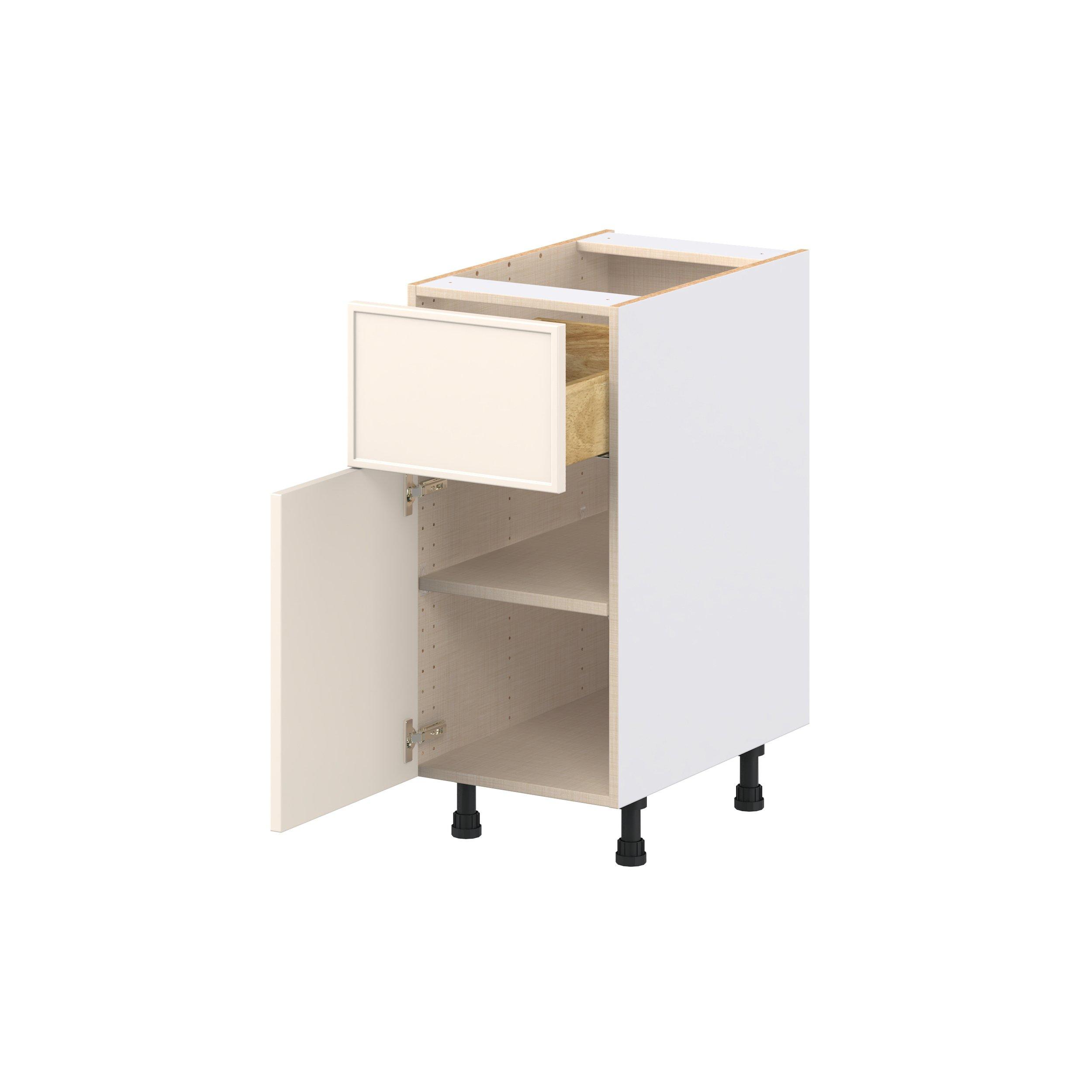 Linden 15 in. Painted Washed Linen Door and Drawer Base Cabinet