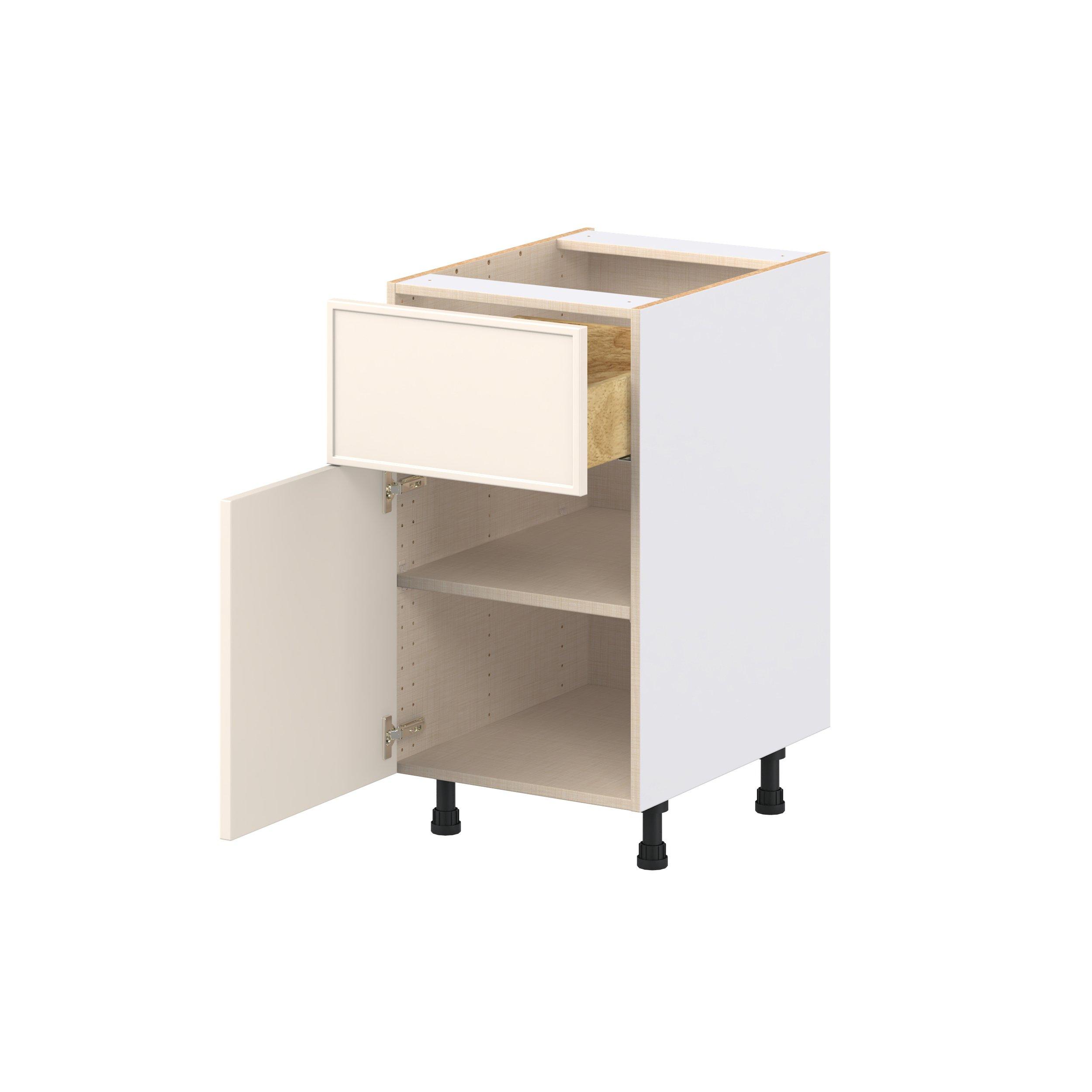 Linden 18 in. Painted Washed Linen Door and Drawer Base Cabinet