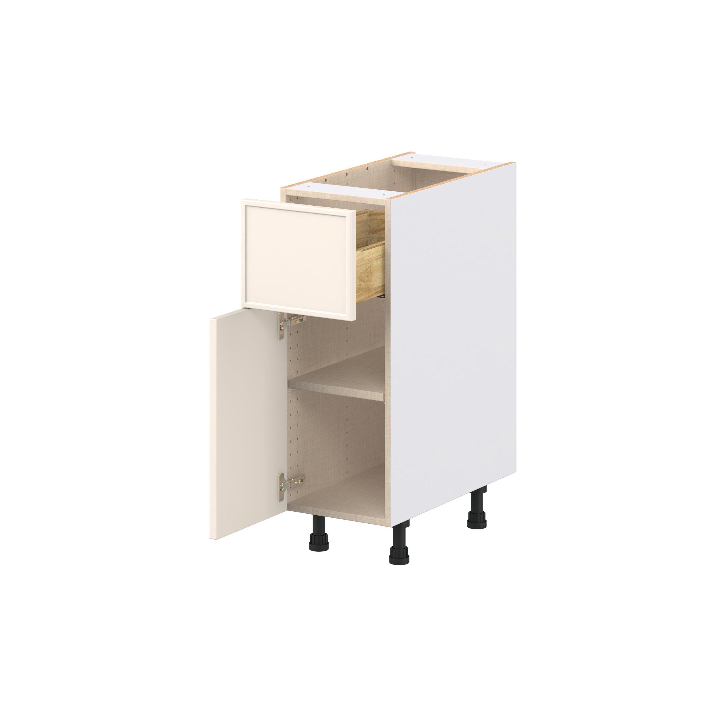 Linden 12 in. Painted Washed Linen Door and Drawer Base Cabinet