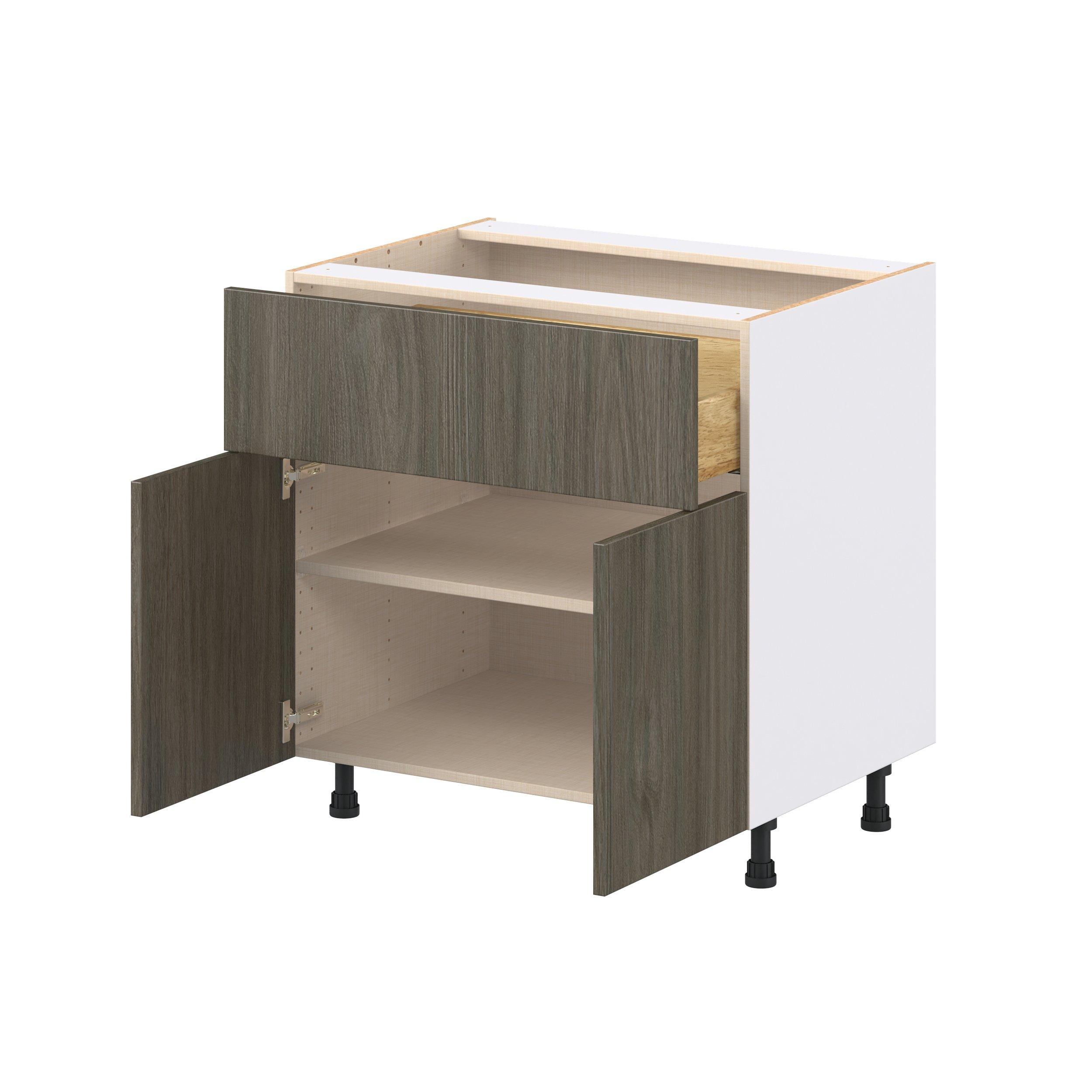 Glenwood 33 in. Burnt Walnut Door and Drawer Base Cabinet