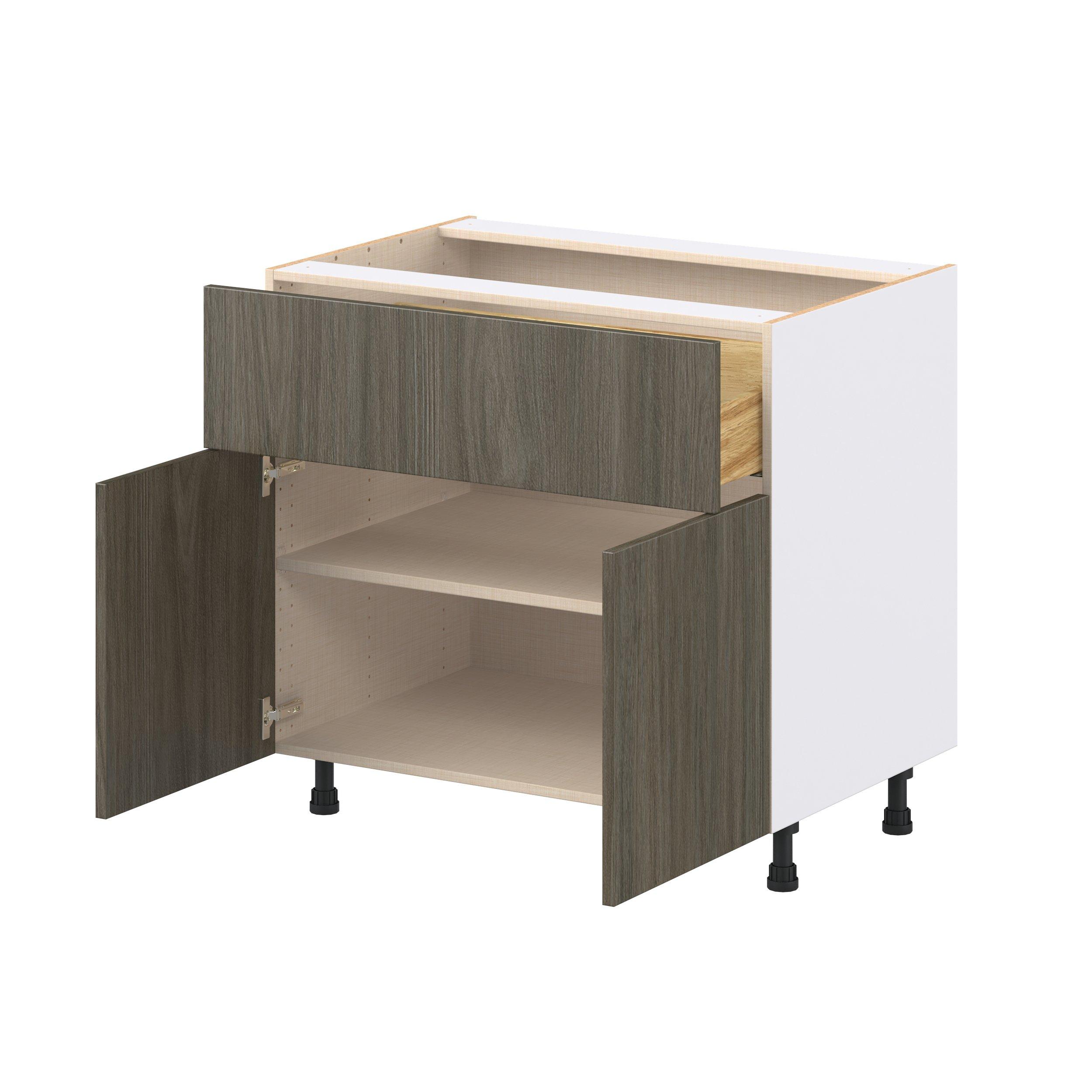 Glenwood 36 in. Burnt Walnut Door and Drawer Base Cabinet