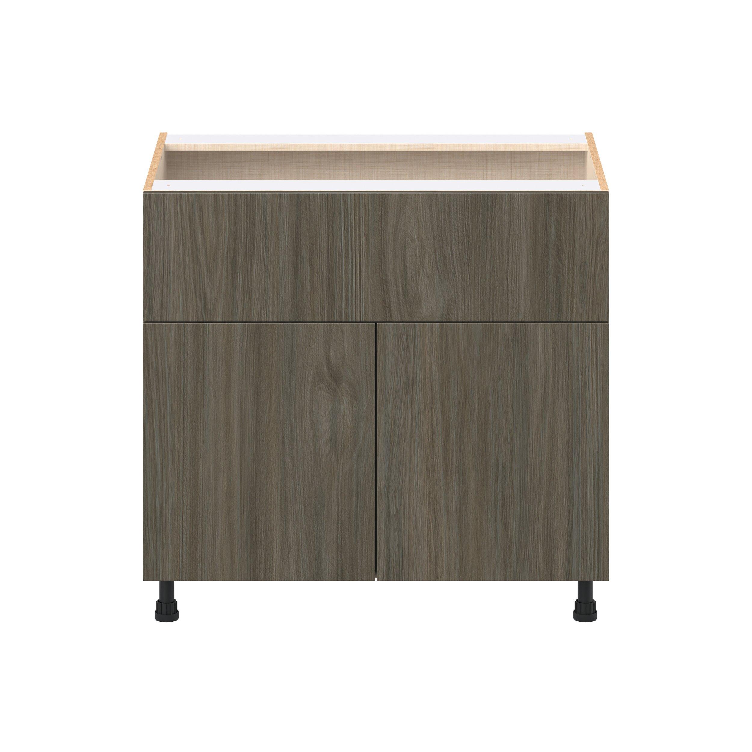 Glenwood 36 in. Burnt Walnut Door and Drawer Base Cabinet