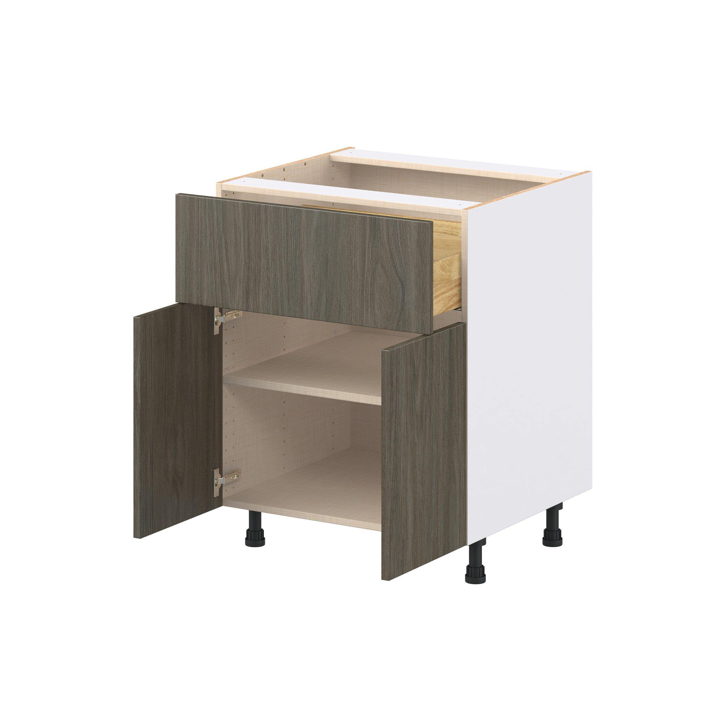 Glenwood 27 in. Burnt Walnut Door and Drawer Base Cabinet