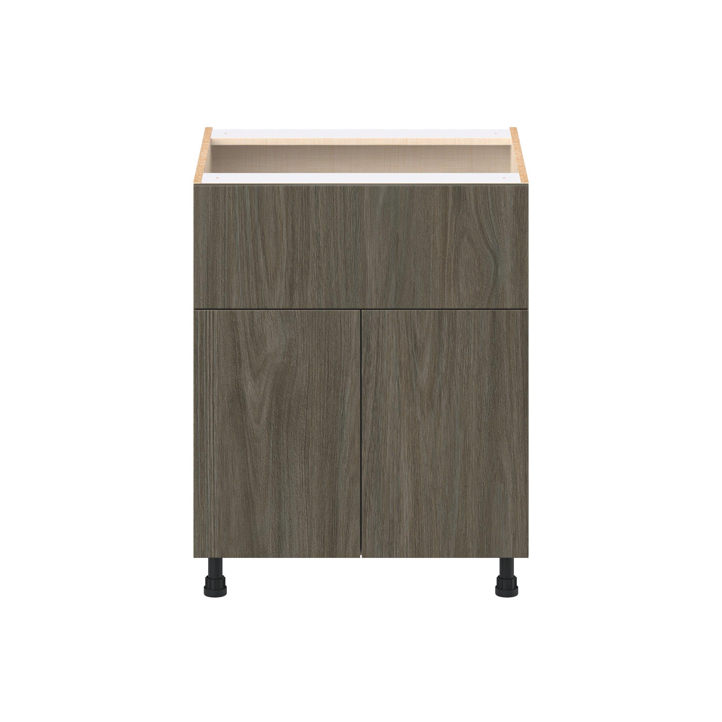 Glenwood 27 in. Burnt Walnut Door and Drawer Base Cabinet