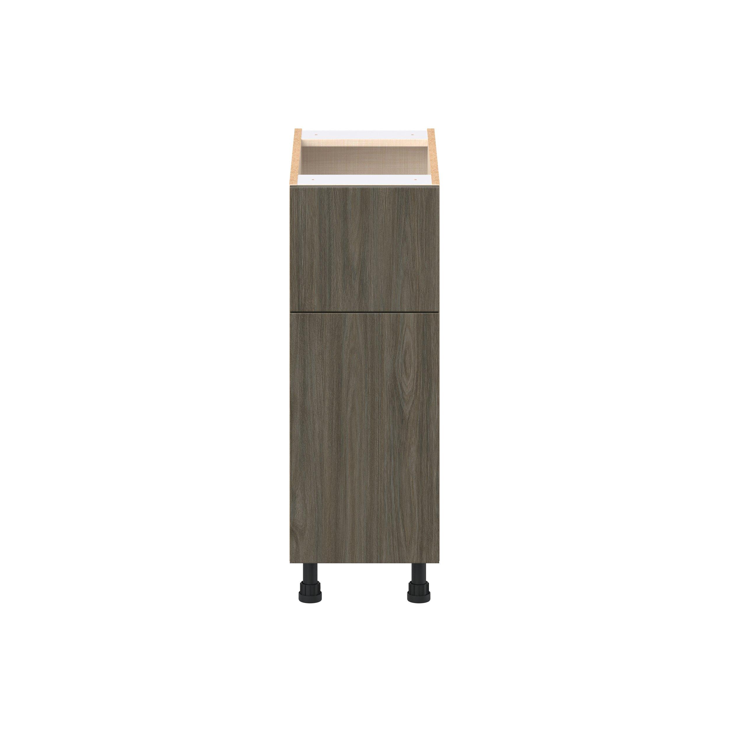 Glenwood 12 in. Burnt Walnut Door and Drawer Base Cabinet
