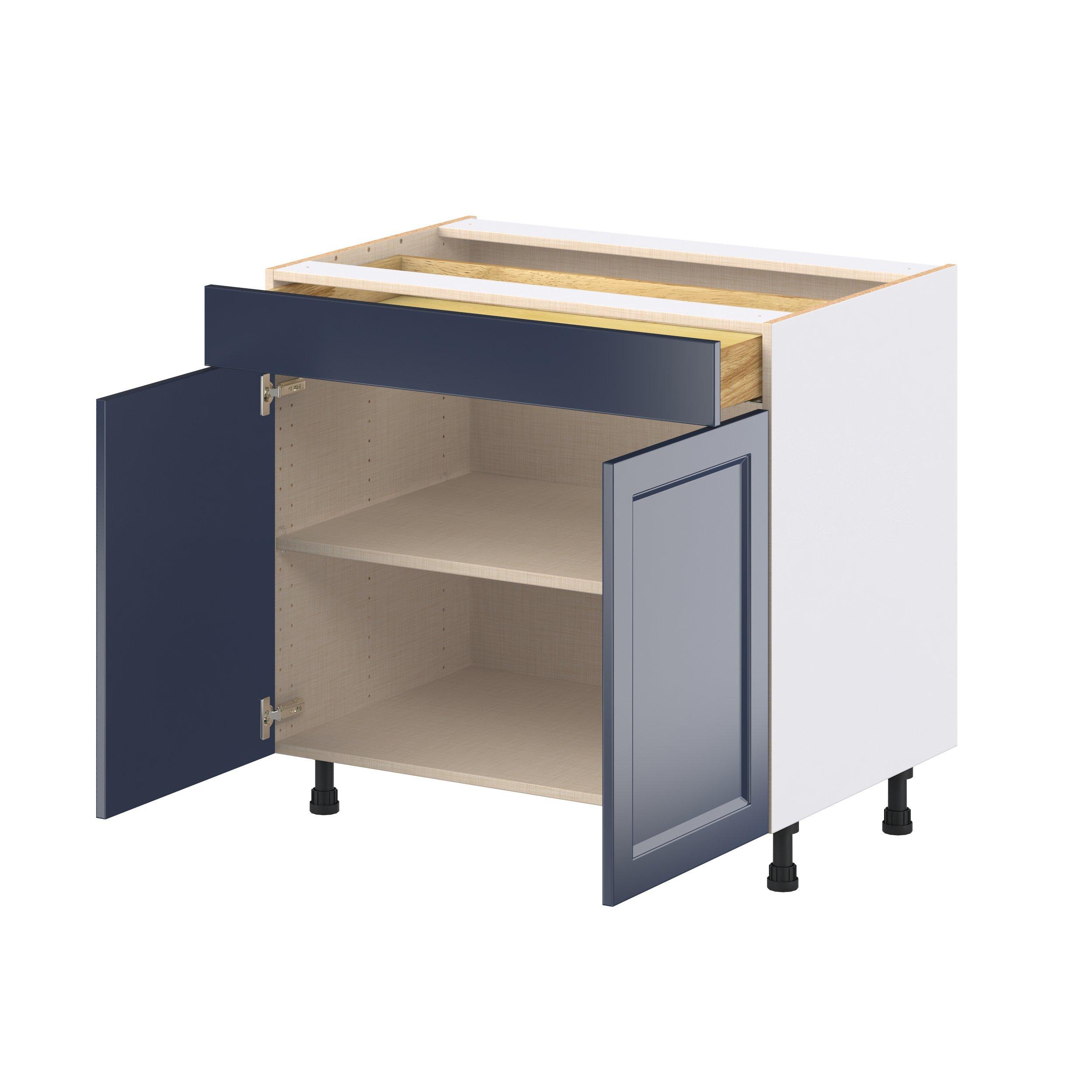 Peachtree 36 in. Painted Midnight Blue Door and Drawer Base Cabinet