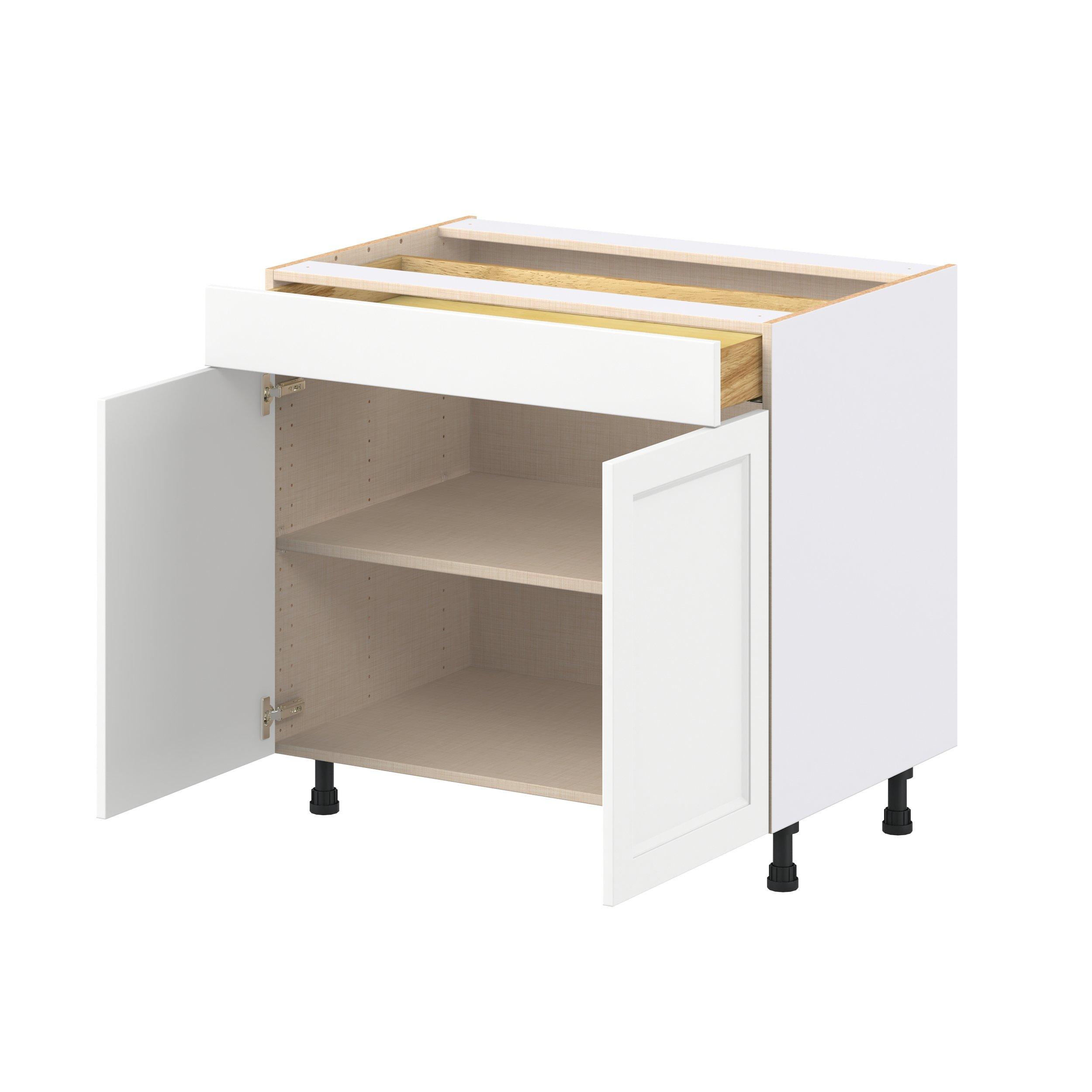Peachtree 36 in. Painted Bright White Door and Drawer Base Cabinet