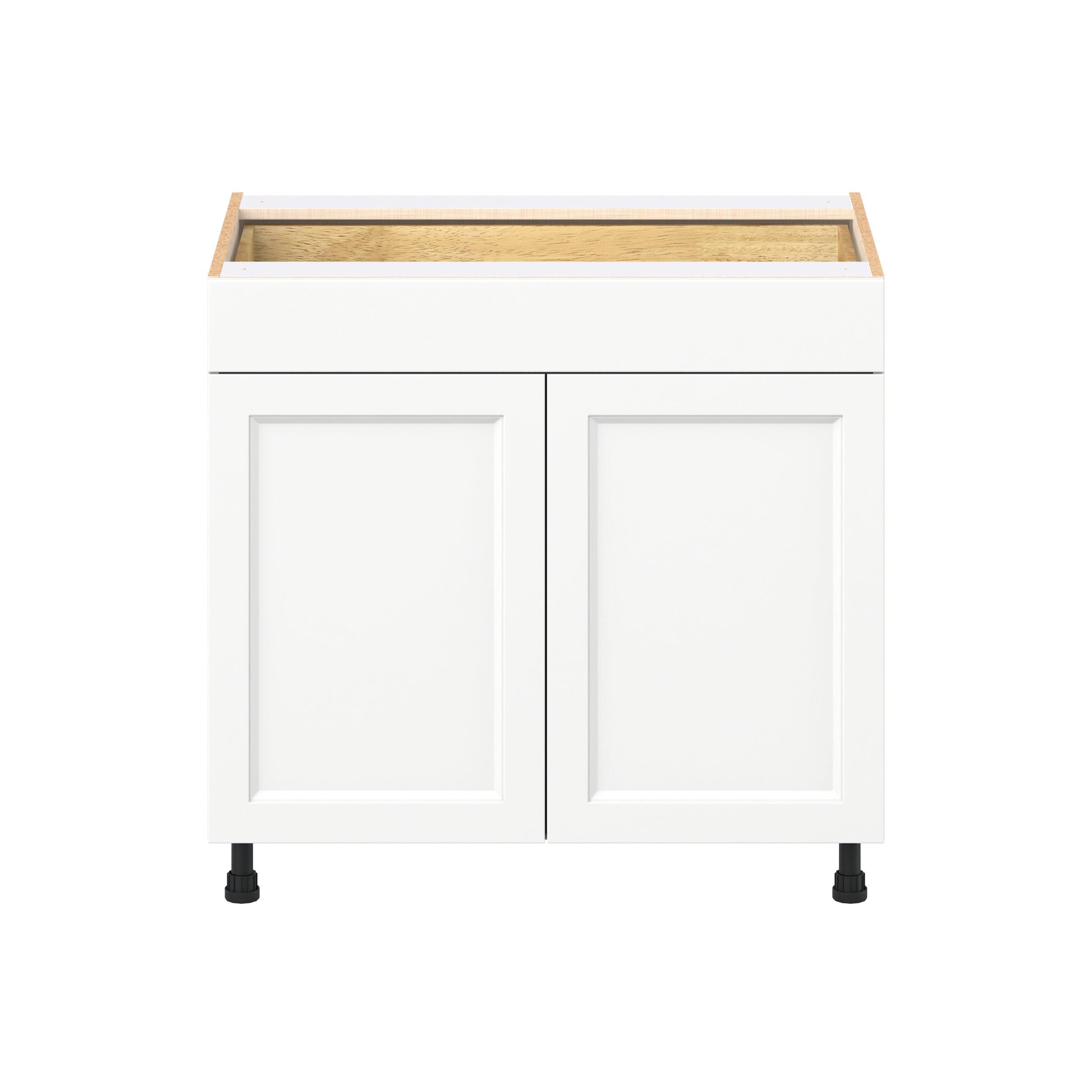 Peachtree 36 in. Painted Bright White Door and Drawer Base Cabinet