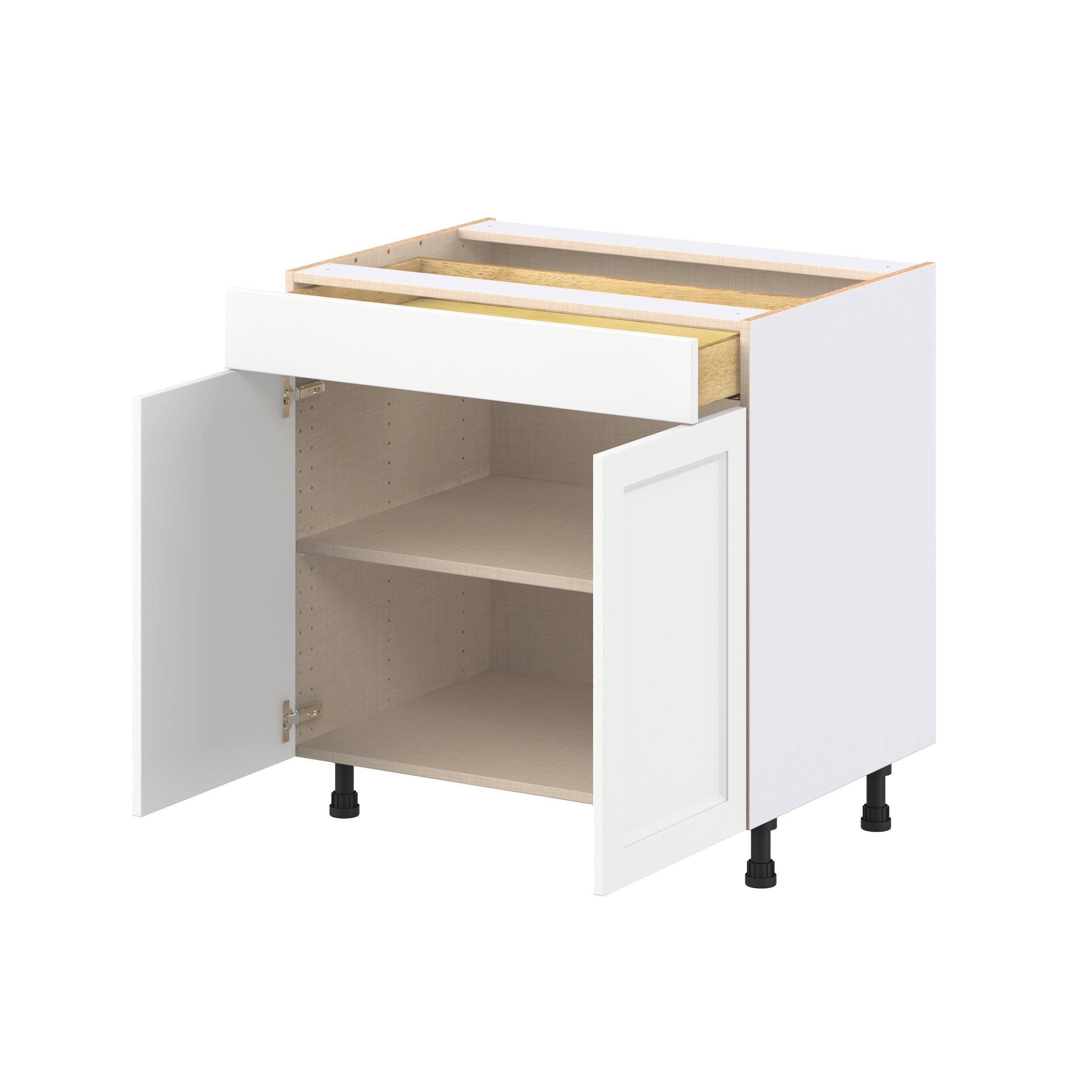 Peachtree 33 in. Painted Bright White Door and Drawer Base Cabinet