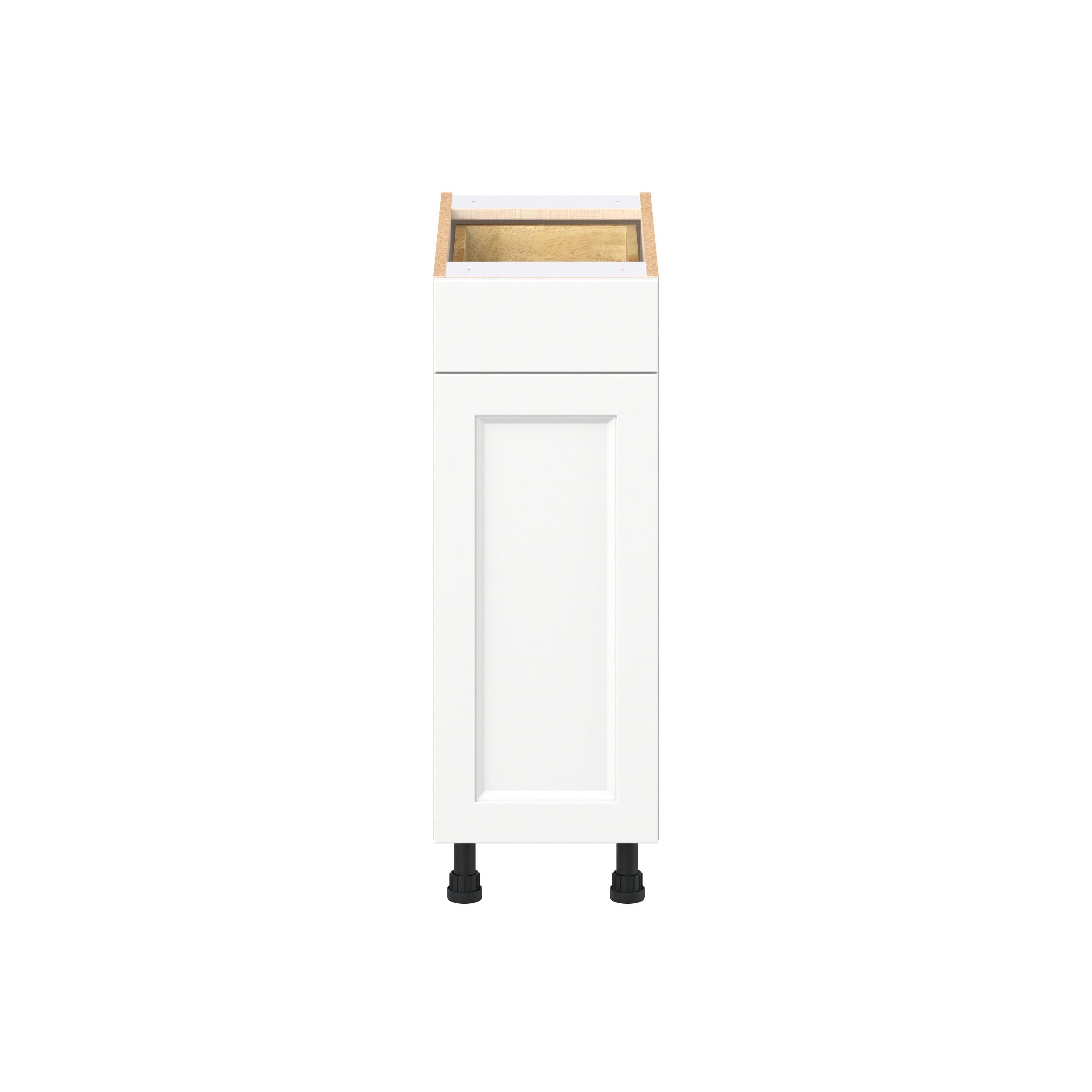 Peachtree 12 in. Painted Bright White Door and Drawer Base Cabinet