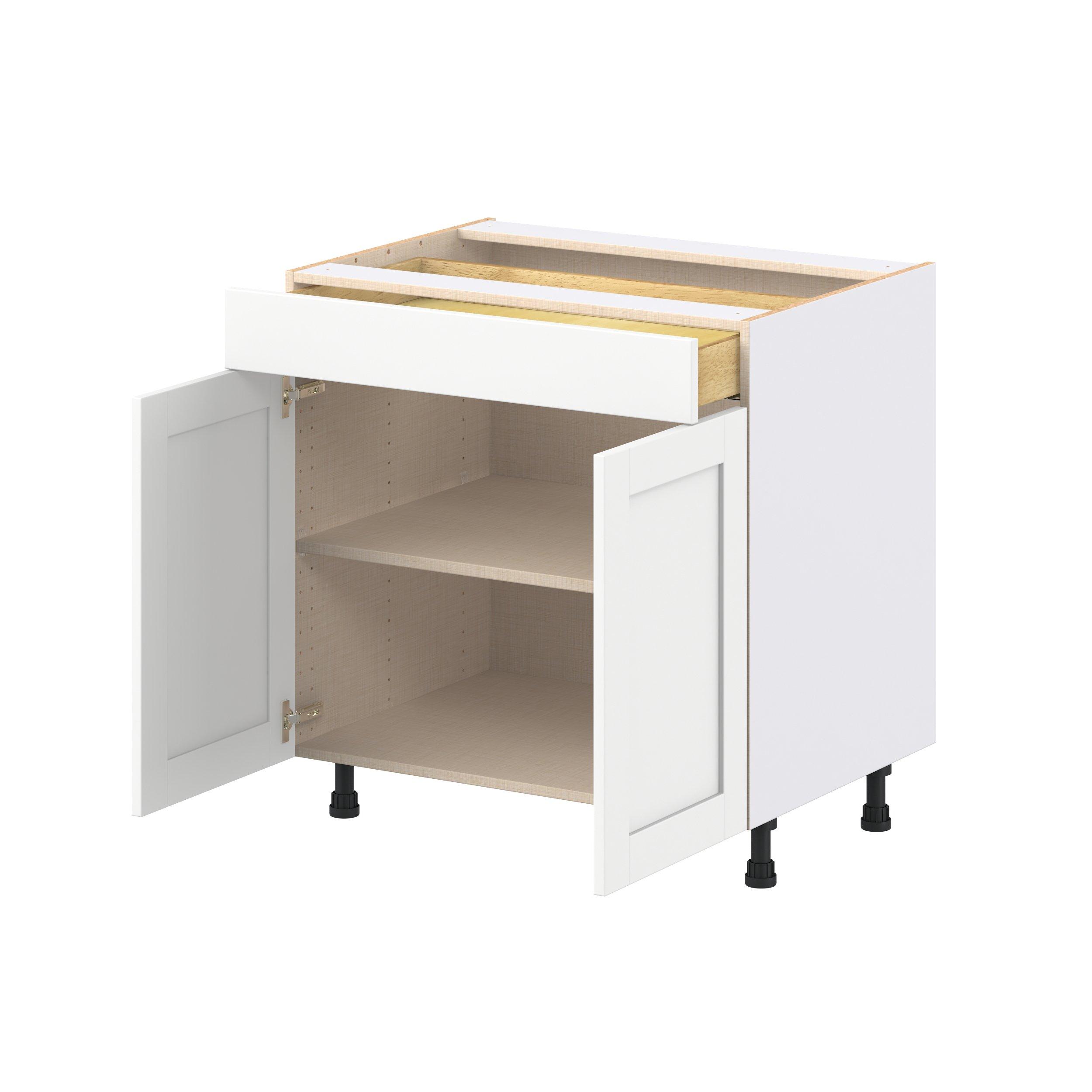 Summerhill 33 in. Bright White Door and Drawer Base Cabinet