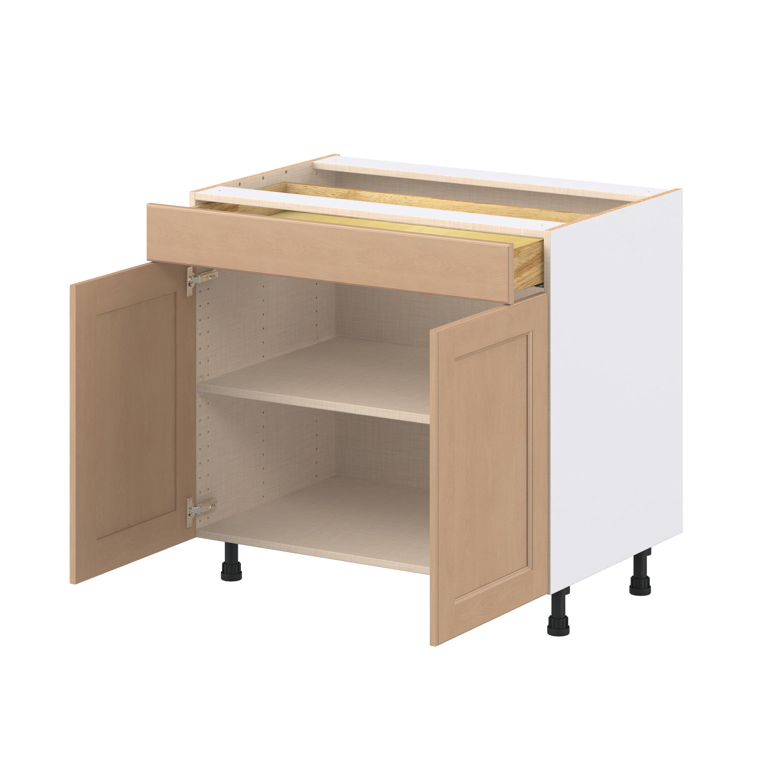 Sugarhill 36 in. Stained Sugar Cookie Door and Drawer Base Cabinet