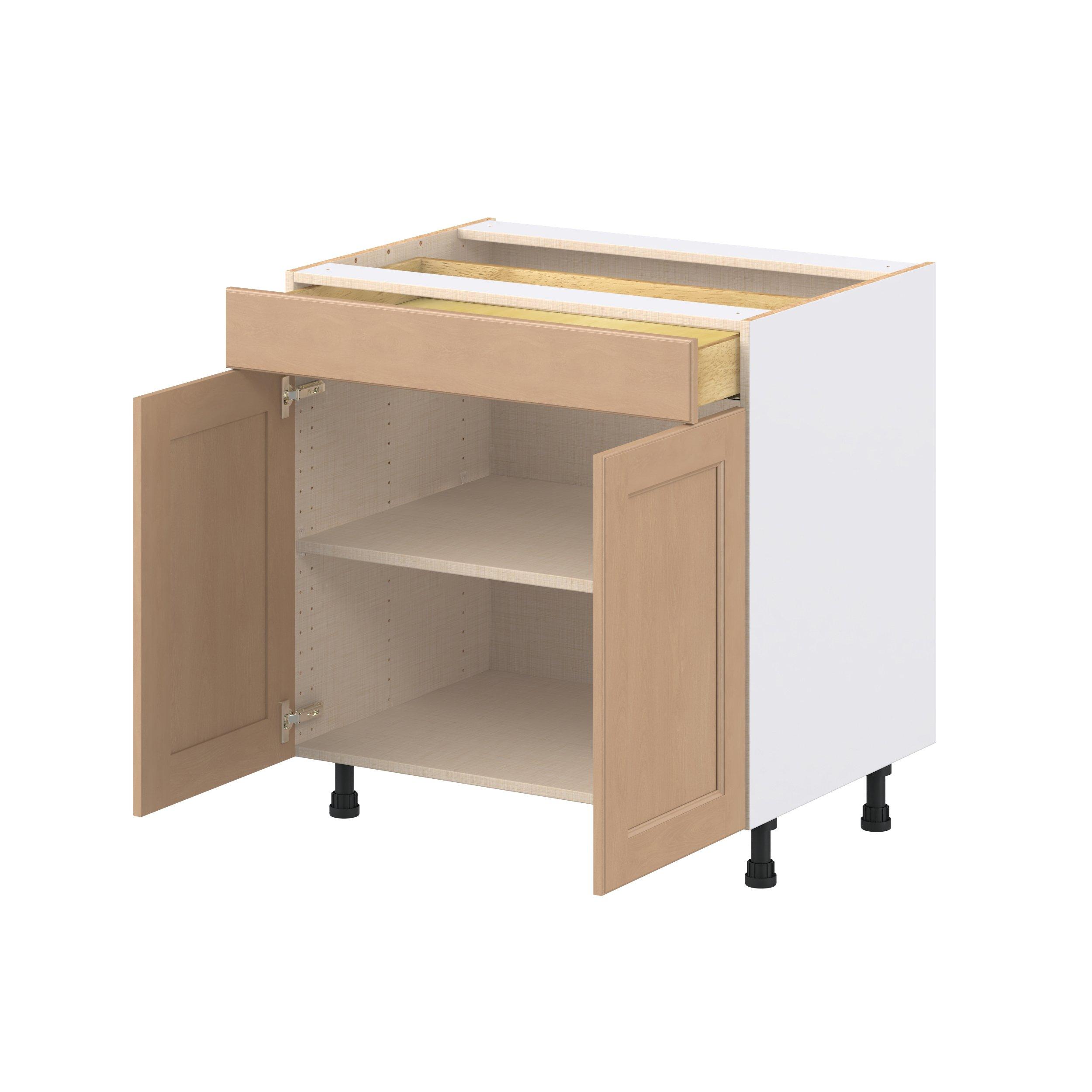 Sugarhill 33 in. Stained Sugar Cookie Door and Drawer Base Cabinet
