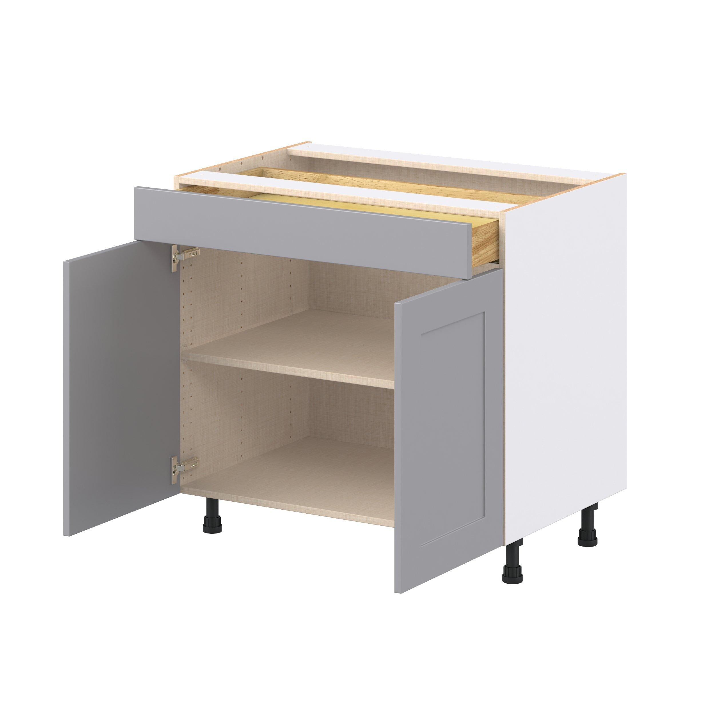 Candler 36 in. Painted Slate Gray Door and Drawer Base Cabinet