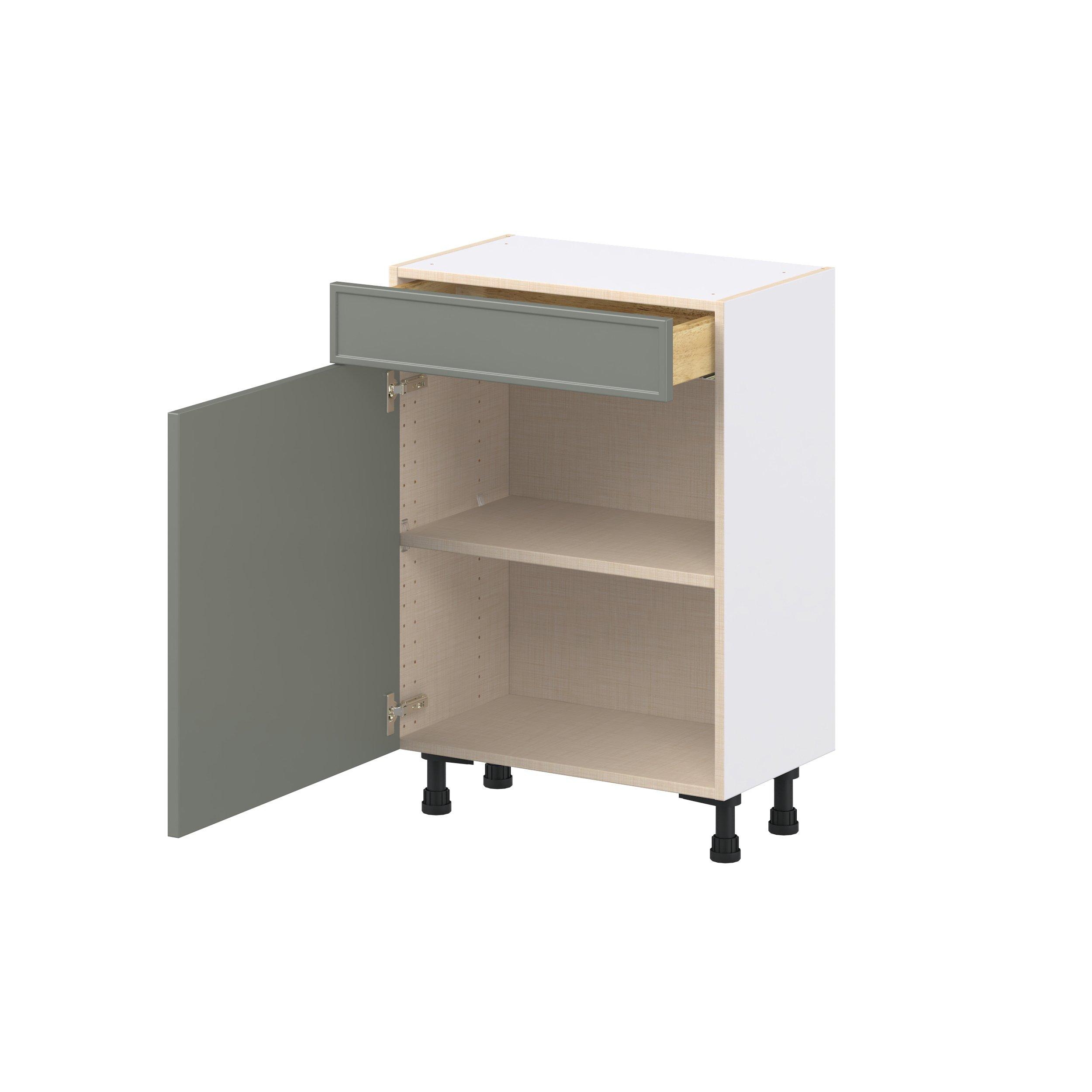 Linden 24 in. Painted Moss Green Shallow Base Cabinet