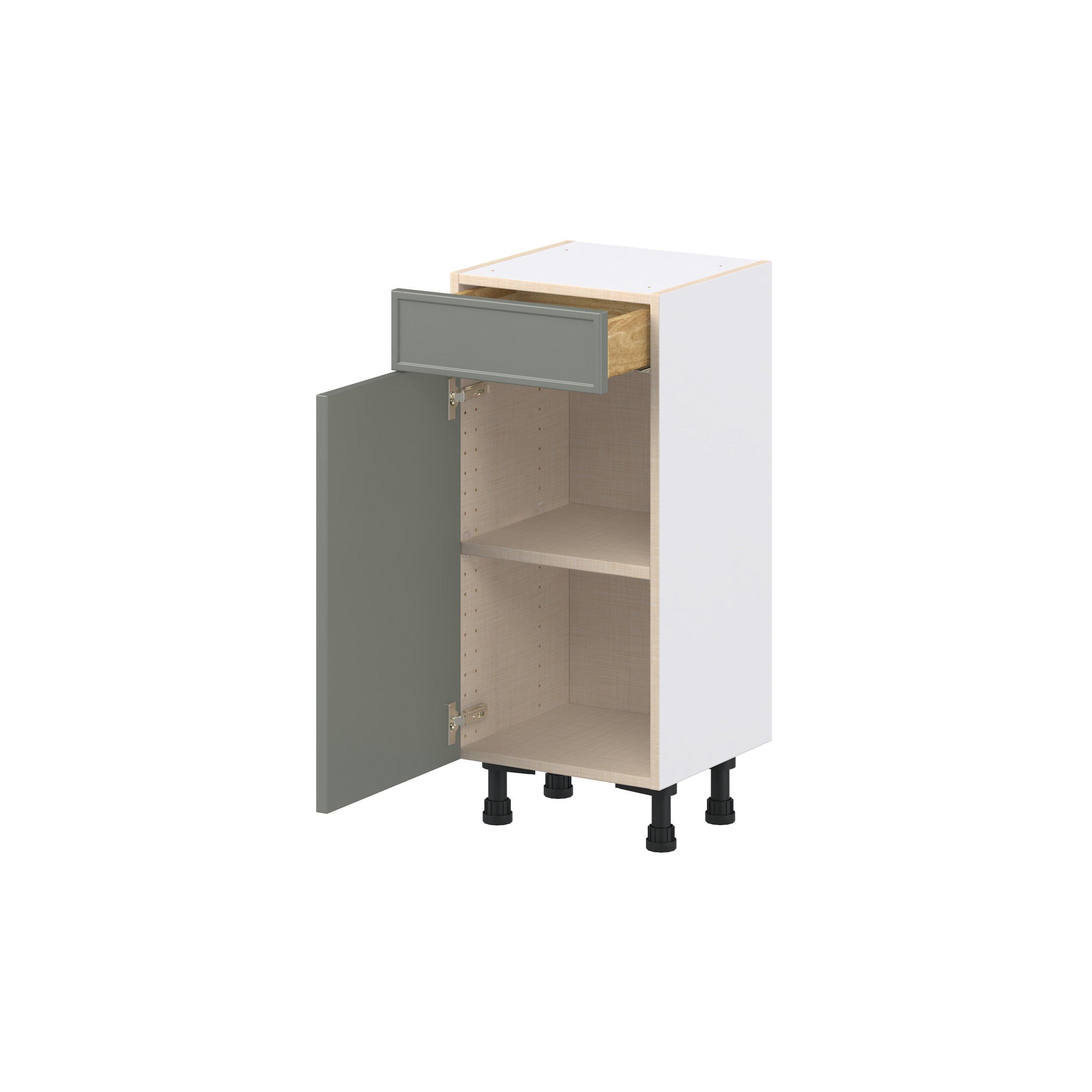 Linden 15 in. Painted Moss Green Shallow Base Cabinet