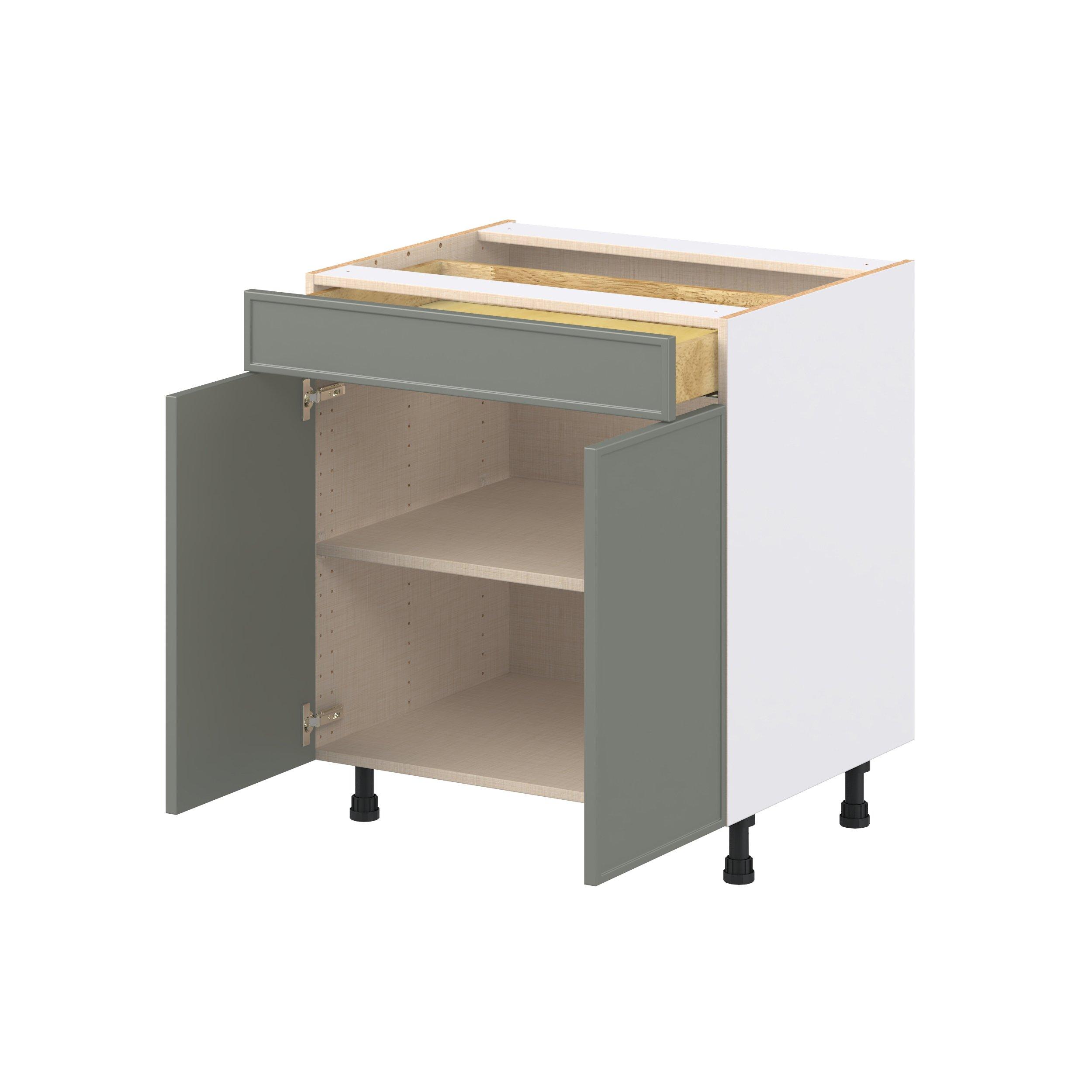 Linden 30 in. Painted Moss Green Door and Drawer Base Cabinet